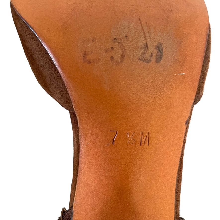 Halston × Vintage NWOT Halston Vintage Brown Suede Leather Slingback Heels Size US 7.5 / IT 37.5 - 8 Thumbnail