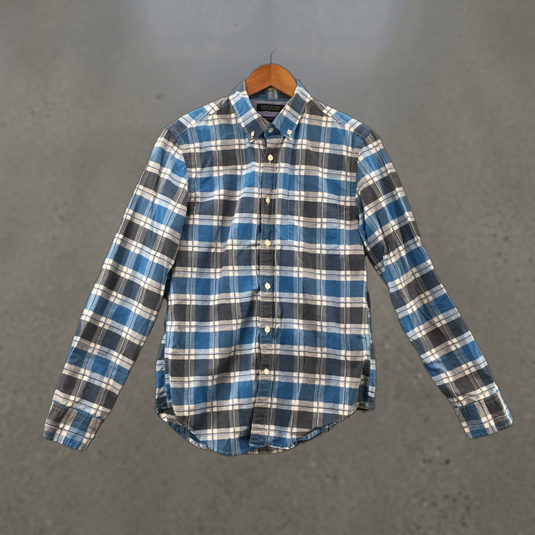 Banana Republic Banana Republic Button-Up Shirt Mens S Blue Plaid 078 Wash Grant Fit Classic Casual Shirt Size US S / EU 44-46 / 1 - 1 Thumbnail