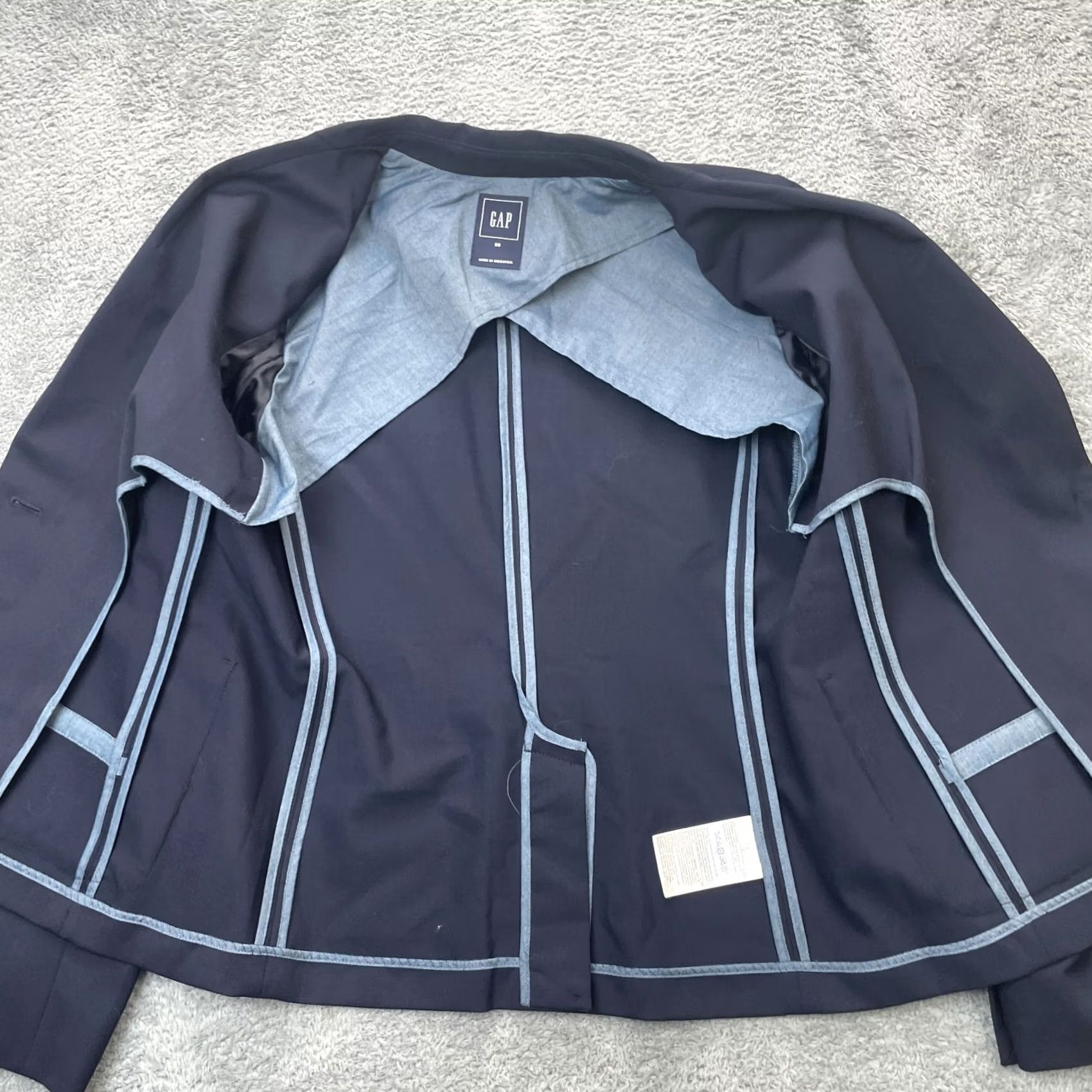 Gap Gap Blazer Jacket Womens 8 Blue Wool Blend Short Sleeve Button Office Dressy Casual Formal Size M / US 6-8 / IT 42-44 - 3 Thumbnail