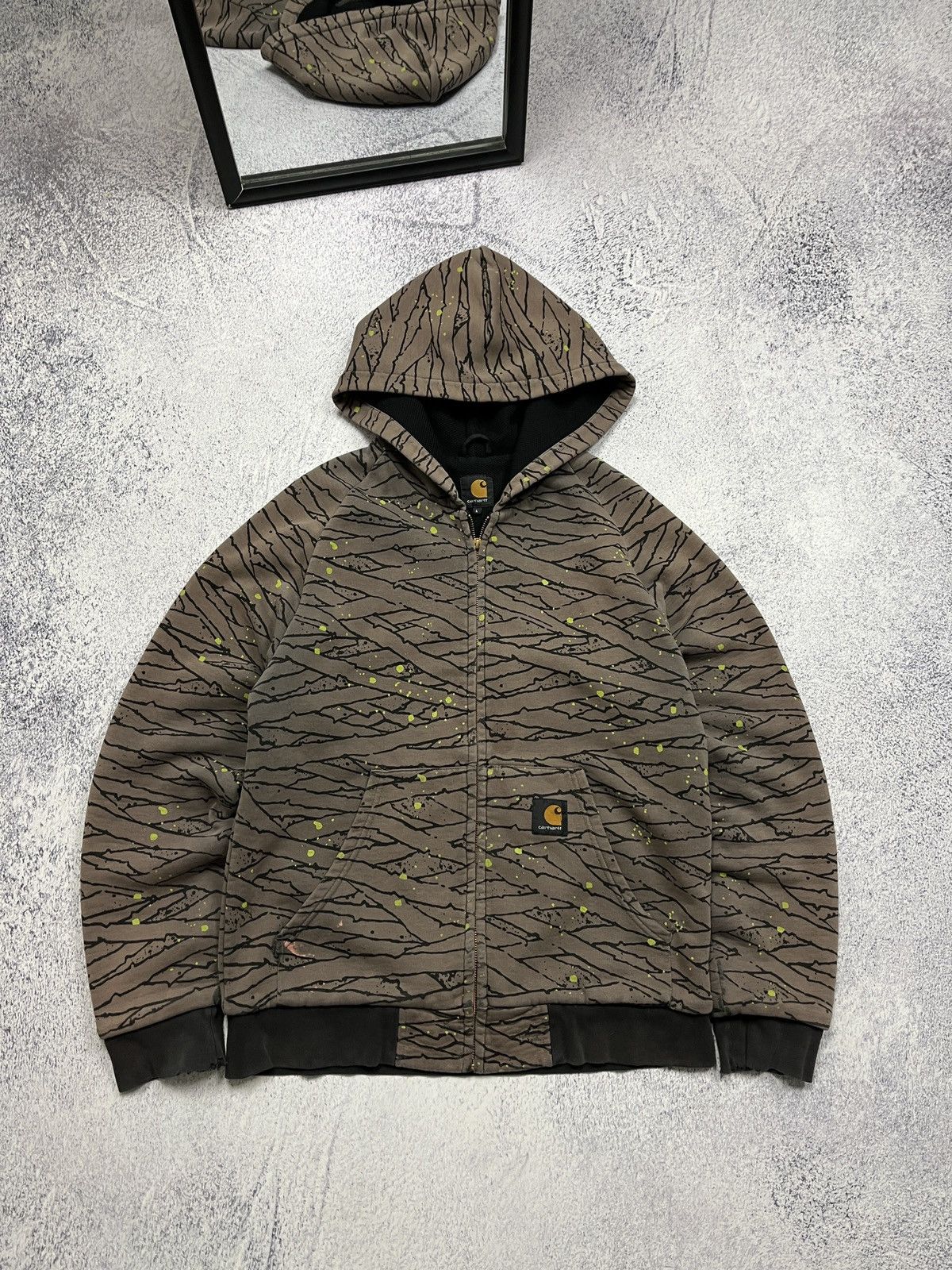 Carhartt × Vintage Crazy Y2k Carhartt Distressed Zip Up Hoodie Jacket Camo Rare Size US M / EU 48-50 / 2 - 1 Thumbnail