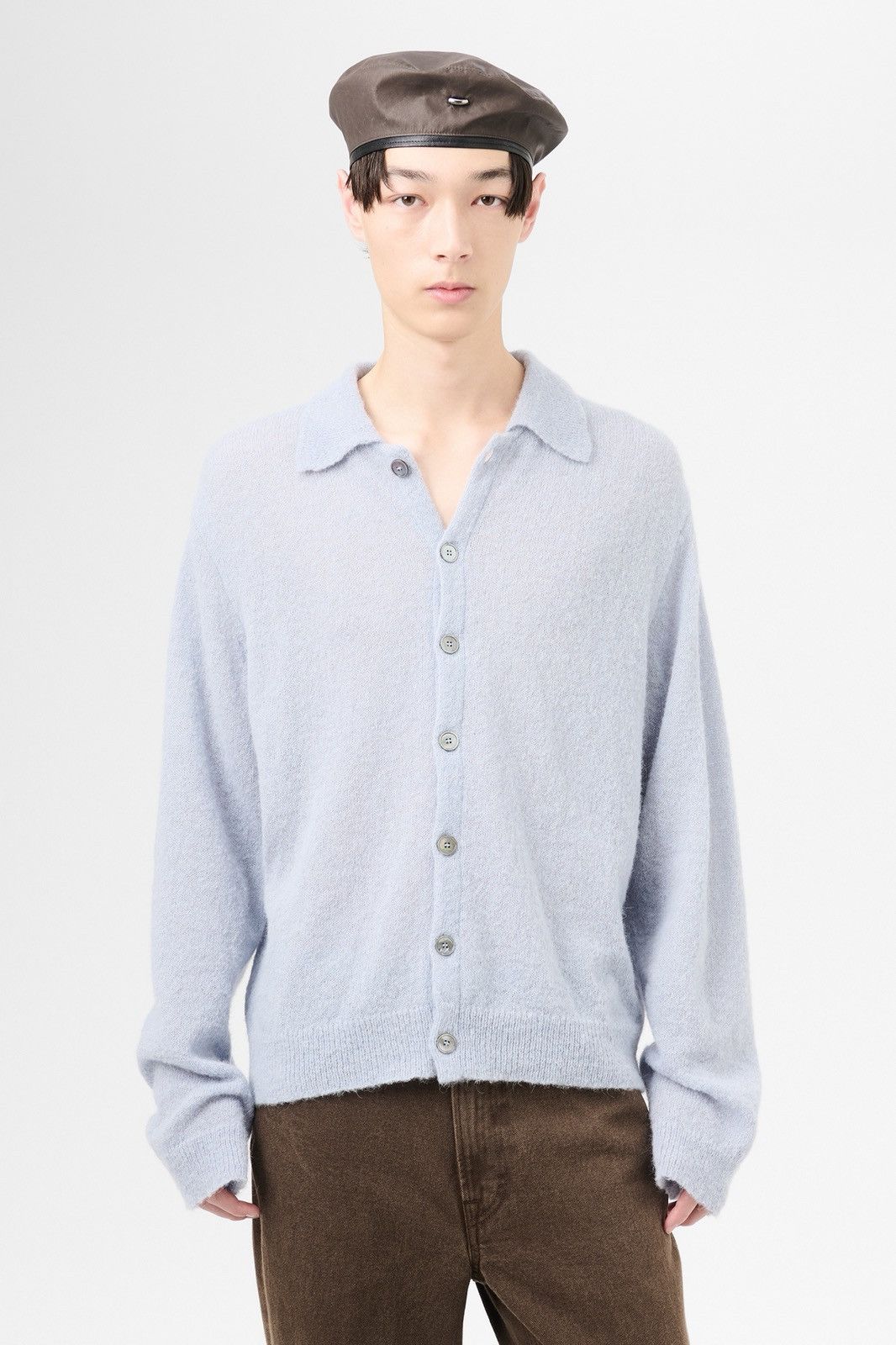 Our Legacy Our Legacy Evening Polo Livid Blue Fuzzy Alpaca Size US L / EU 52-54 / 3 - 4 Thumbnail