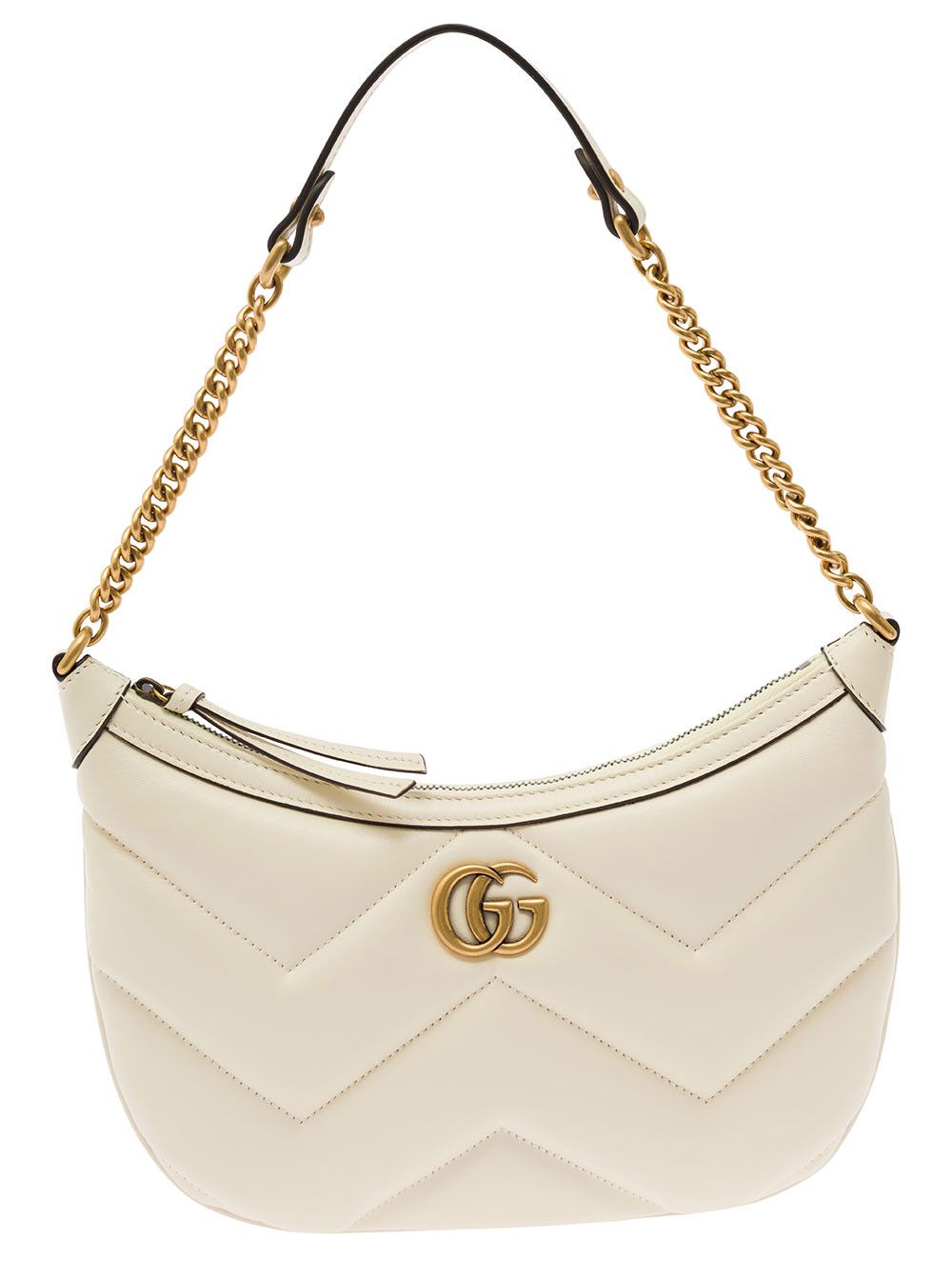 Gucci 'Small GG Marmont' White Shoulder Bag in Matelassé Leather with Chevron Motif Woman Size ONE SIZE - 1 Thumbnail