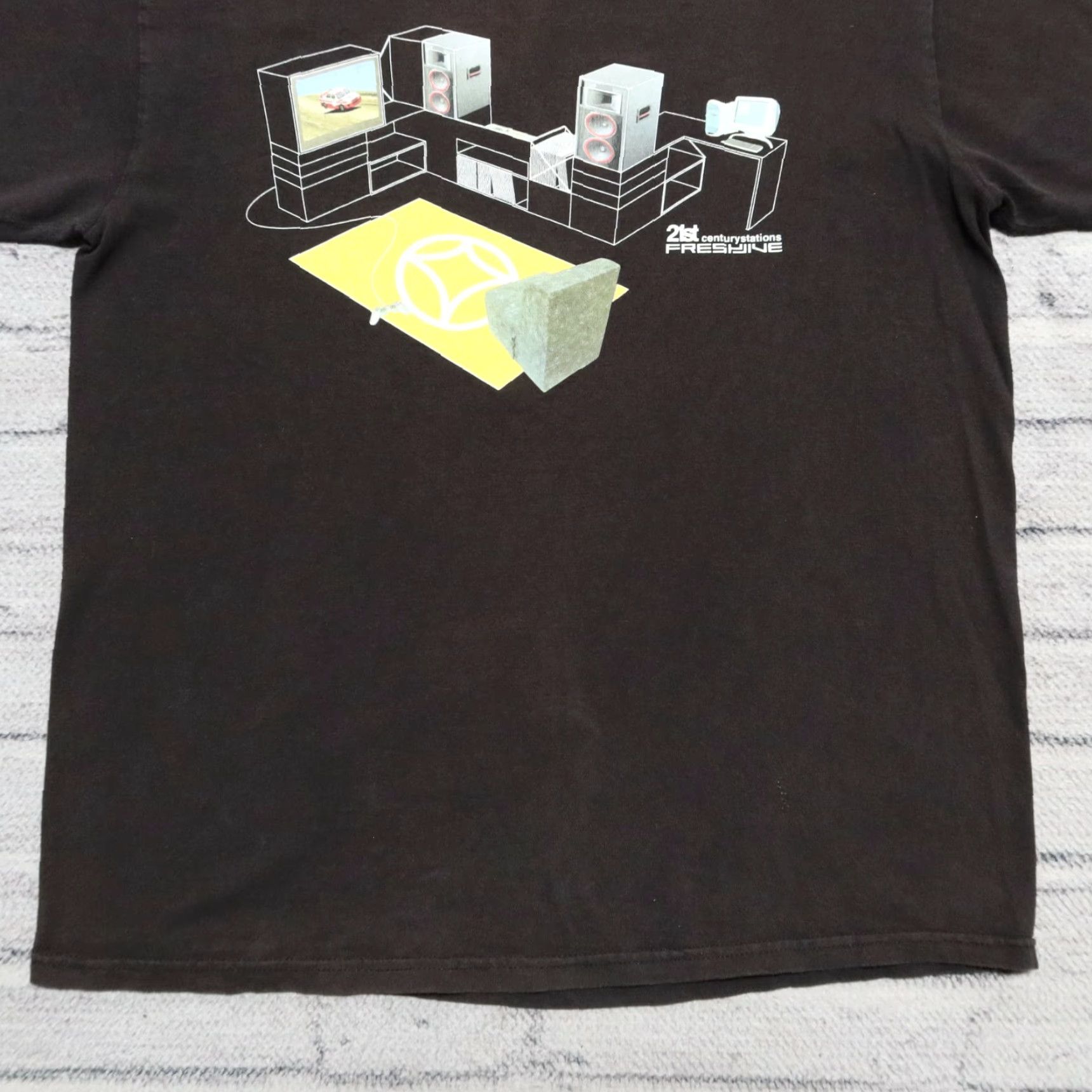 Freshjive VINTAGE Fresh Jive Shirt Mens Large Black 90s 21st Century Stations Music Records Size US L / EU 52-54 / 3 - 4 Thumbnail