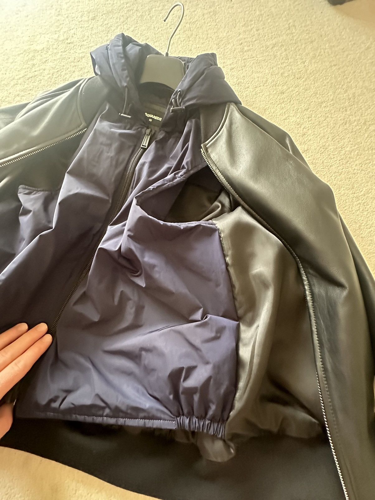 Dsquared2 FW20 Dsquared tape logo leather hoodie jacket Grail Size US L / EU 52-54 / 3 - 8 Thumbnail
