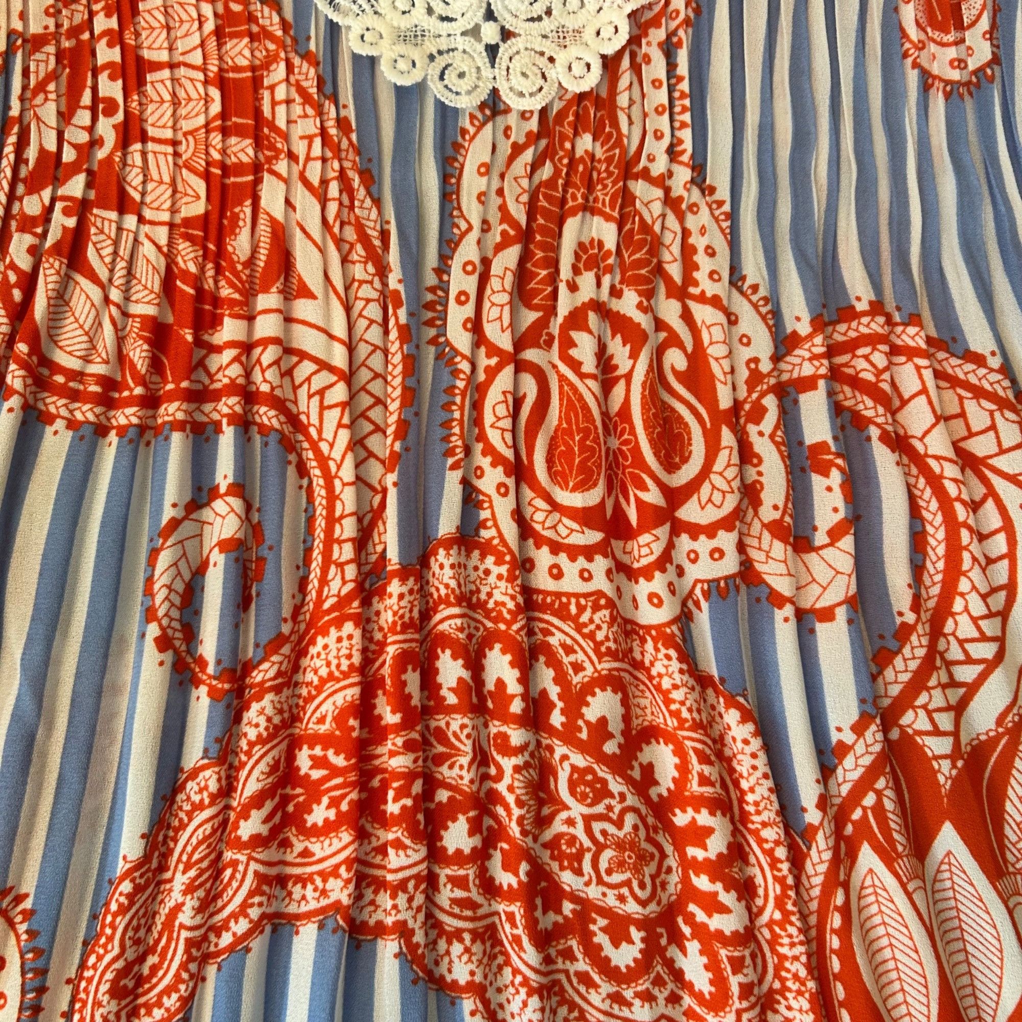 Other Melissa Paige Petite Boho Accordion Pleated Paisley Striped Size M / US 6-8 / IT 42-44 - 3 Thumbnail