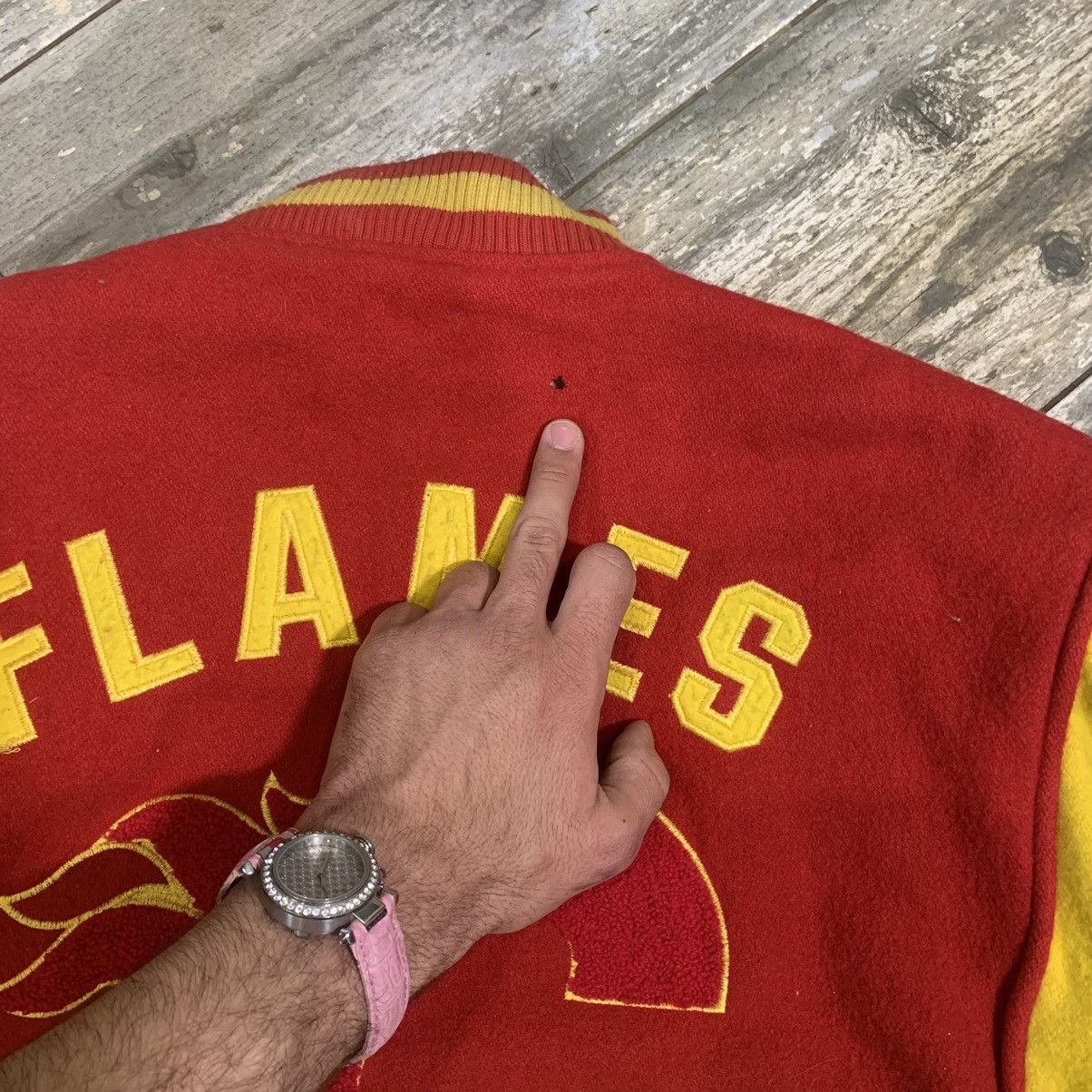 NHL × Vintage ✅OFFERS. NFL FLAMES VARSITY JACKET Size US L / EU 52-54 / 3 - 14 Thumbnail
