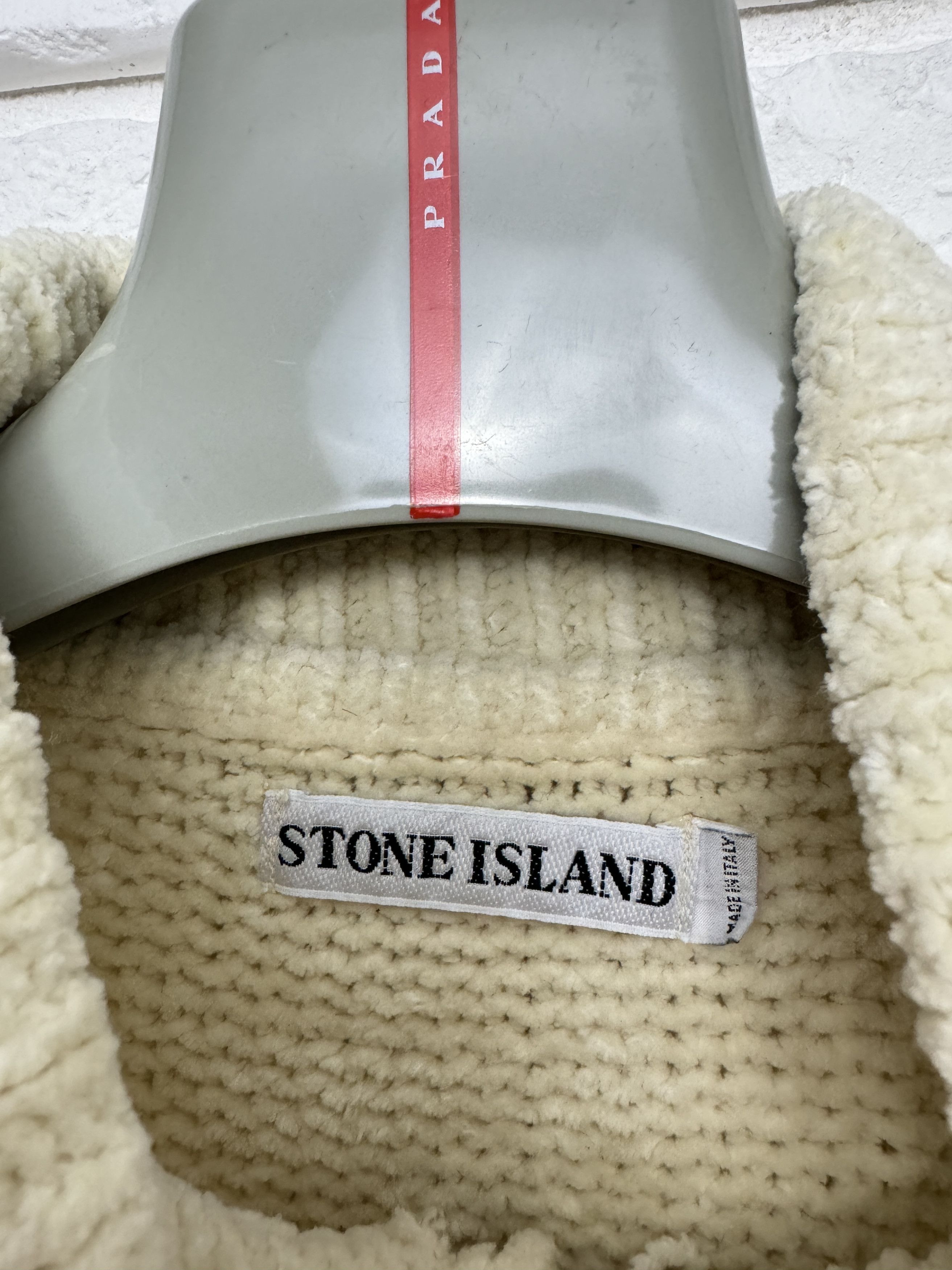 Stone Island 90s Stone Island 1998 Chenille Knit Pullover Cream Sweater L Size US L / EU 52-54 / 3 - 8 Thumbnail