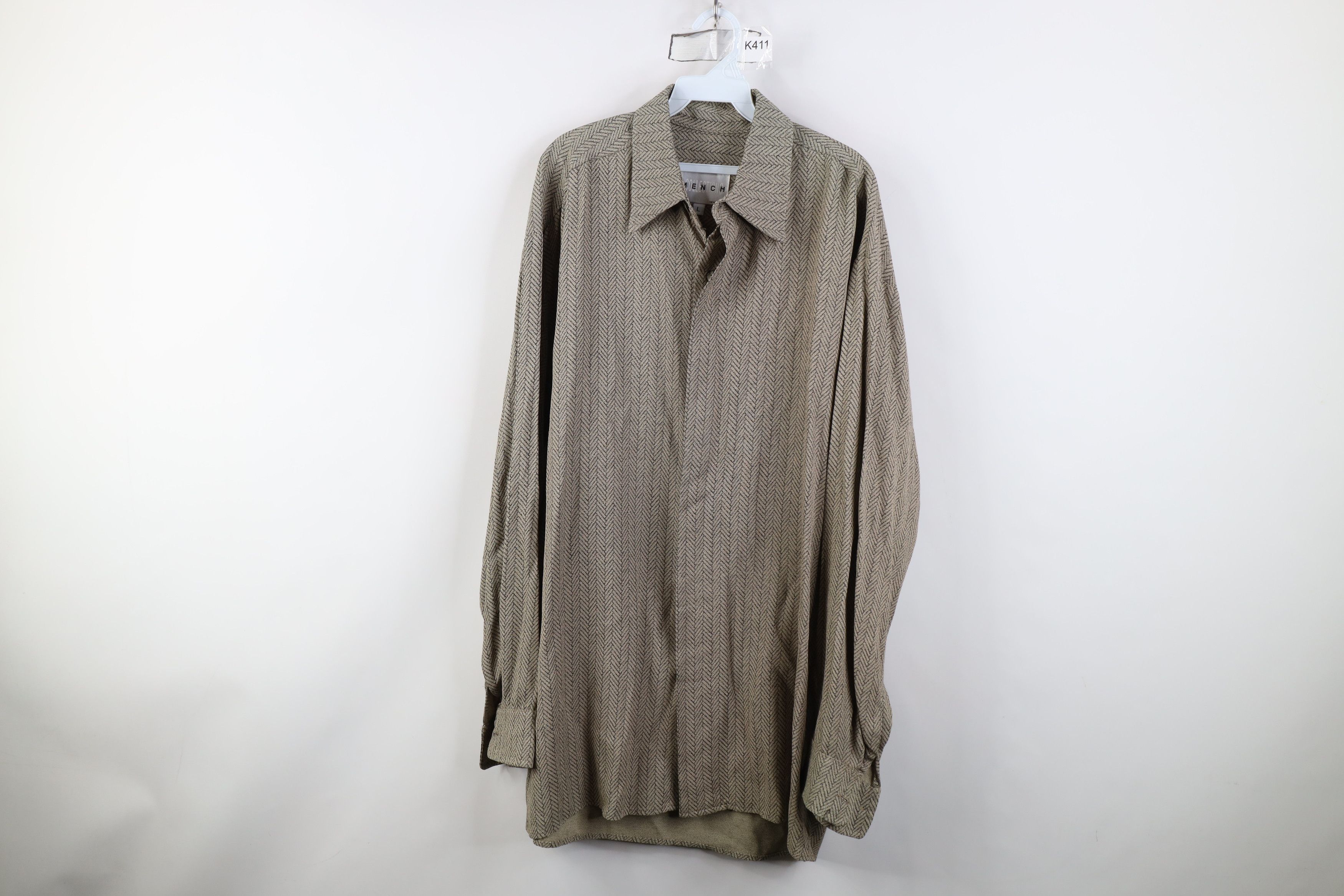 Vintage Vintage 90s Streetwear Herringbone Collared Button Shirt Size US L / EU 52-54 / 3 - 1 Thumbnail