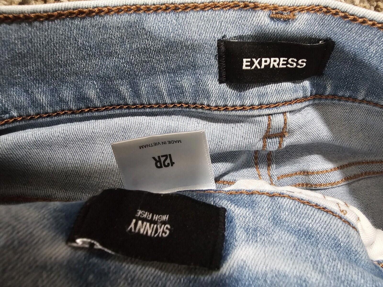 Express Womens Express High Rise Stretch Skinny Jeans Size 12R Size 34" / US 12 / IT 48 - 4 Thumbnail