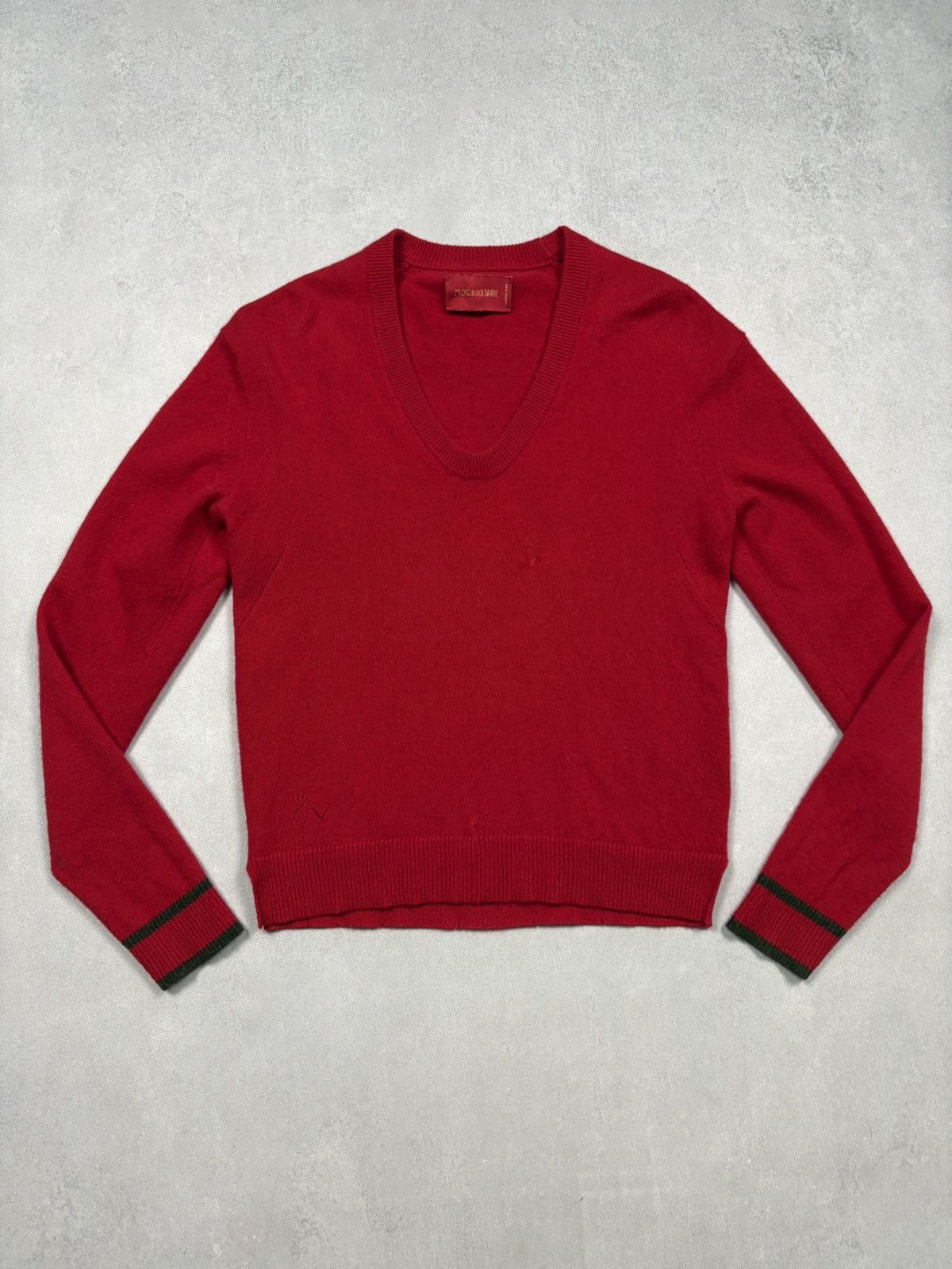 Zadig & Voltaire Zadig & Voltaire Cashmere V-Neck Women’s XS Red Knit Sweater Size XS / US 0-2 / IT 36-38 - 1 Thumbnail
