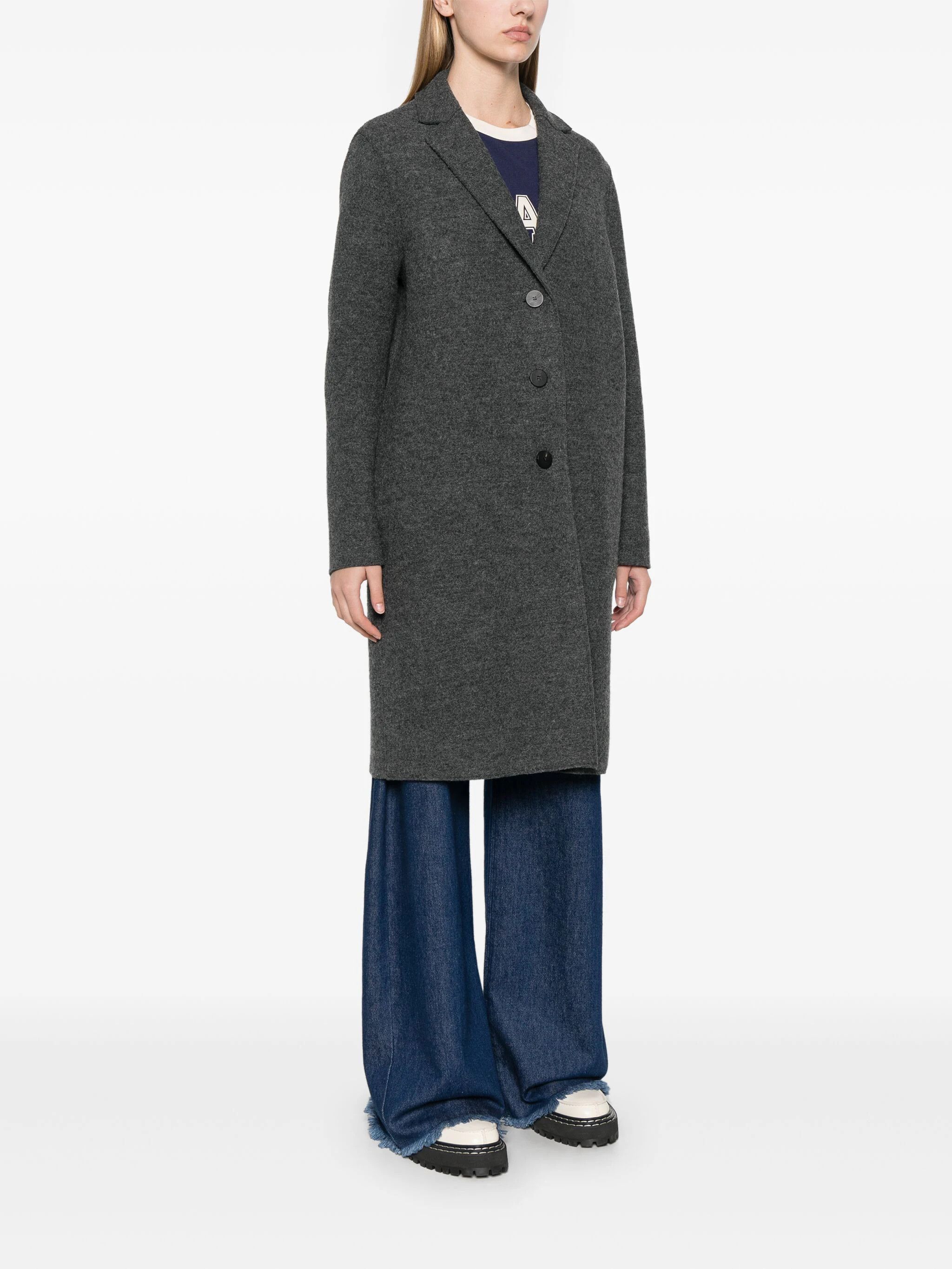 Harris Wharf London o1s22i1n1024 Single-Breasted Boiled Wool Coat in Grey Size S / US 4 / IT 40 - 3 Thumbnail