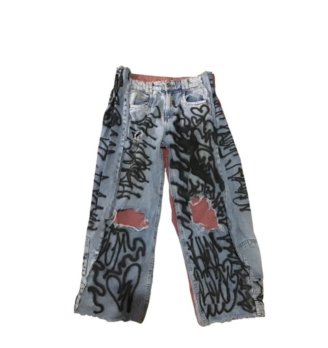 jeans upcycling destroyd grafit art only 1 in the world