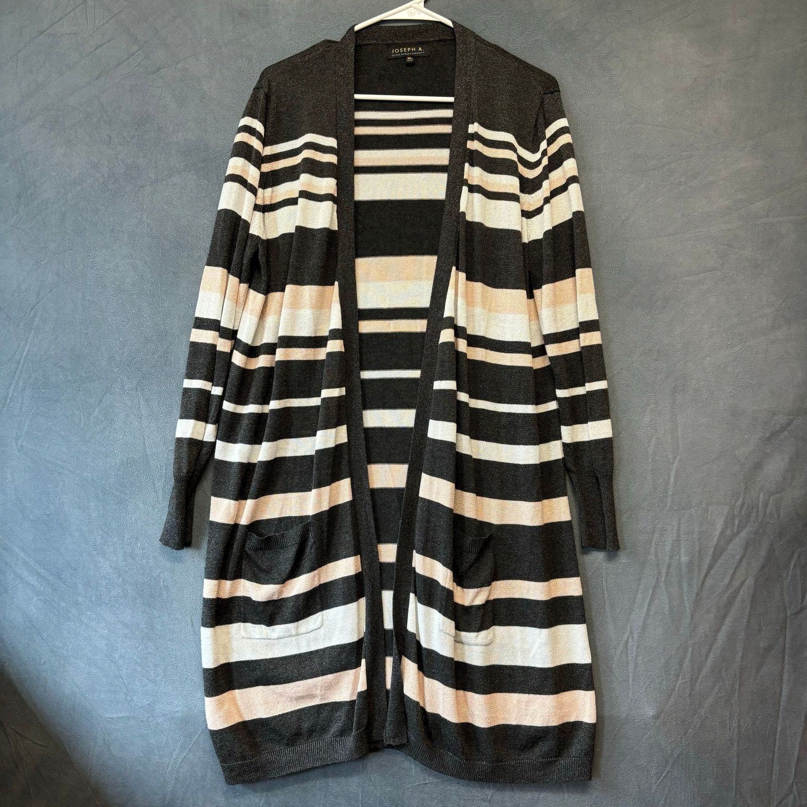Other Joseph A. Open Front Cardigan Metallic Stripes Preppy XL Size XL / US 12-14 / IT 48-50 - 1 Thumbnail