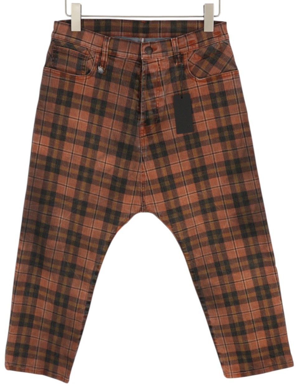 R13 TAILORED DROP 27 Ash Red Plaid Ankle Crop Relaxed 85771 Size 27" / US 4 / IT 40 - 1 Thumbnail