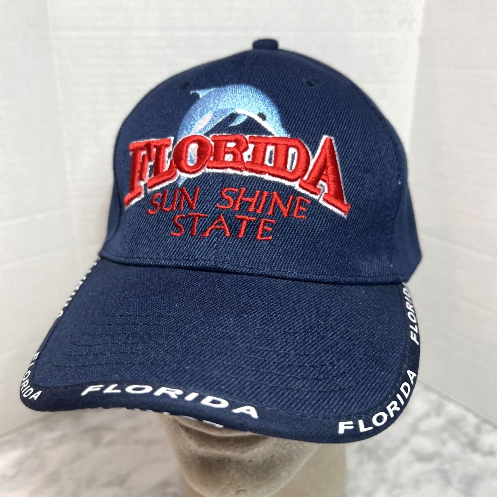 Vintage VINTAGE Florida Sun Shine State Hat Dolphin Embroidered Adult Baseball Cap Adjustable Mens Blue Size ONE SIZE - 2 Thumbnail