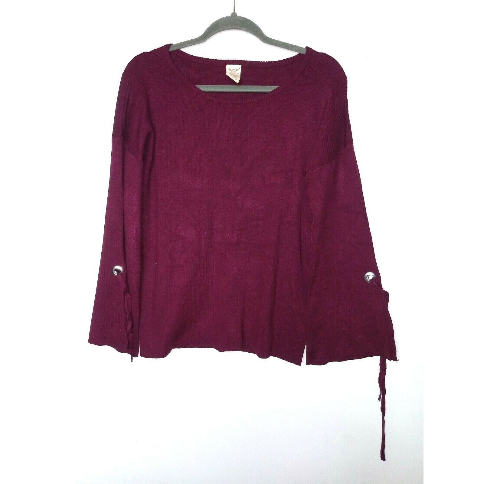 Faded Glory Faded glory sweater top M Bell sleeves belt burgundy Size M / US 6-8 / IT 42-44 - 1 Thumbnail