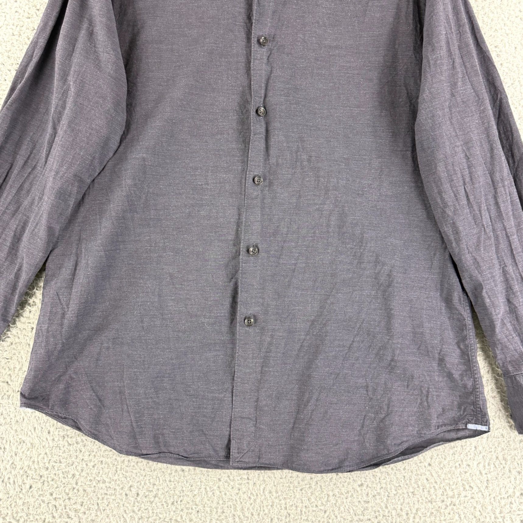 Vintage Xacus Button-Up Dress Shirt Mens Large Gray Evolution Fit Long Sleeve Business Size 42R - 4 Thumbnail