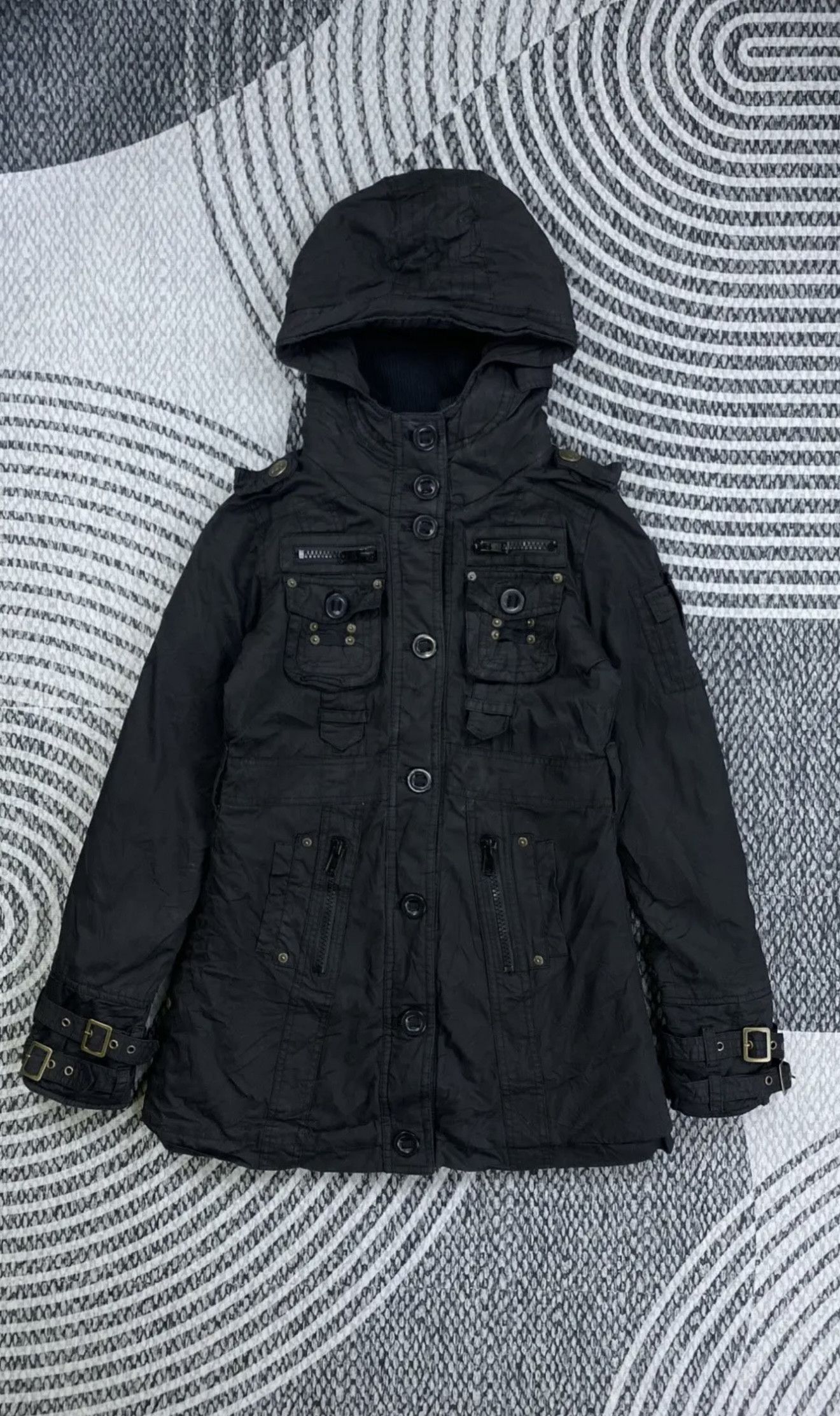 If Six Was Nine 🔥LEIN Multipocket Bondage Punk Style Zipper Parka Jacket Size US S / EU 44-46 / 1 - 1 Thumbnail