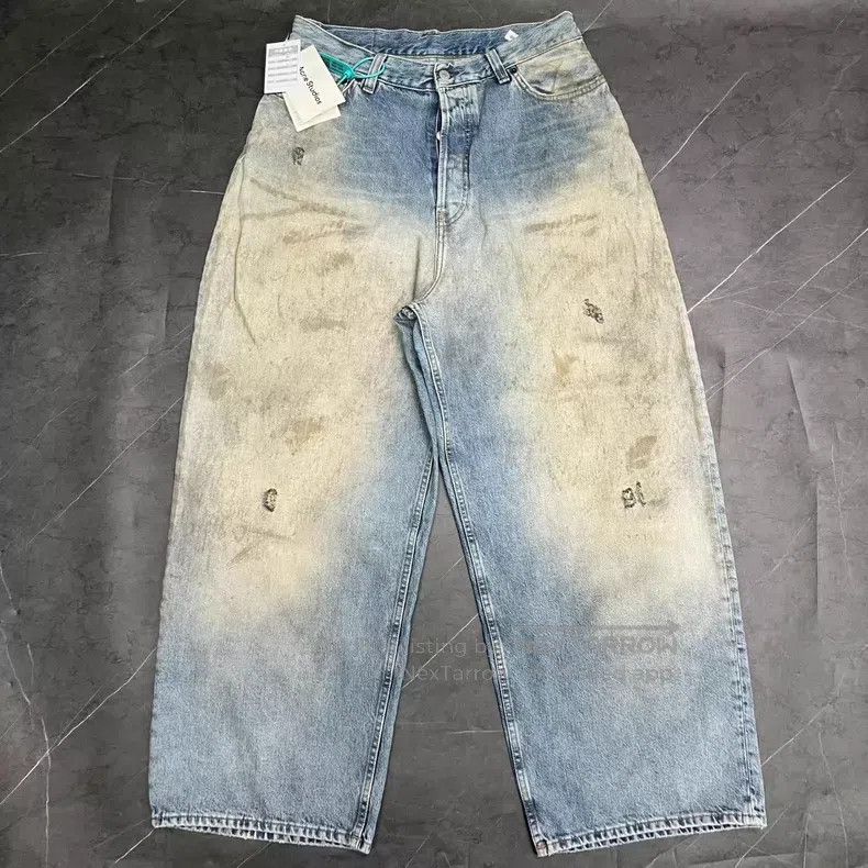 Acne Studios FW23 tie-dye wasteland baggy denim trousers