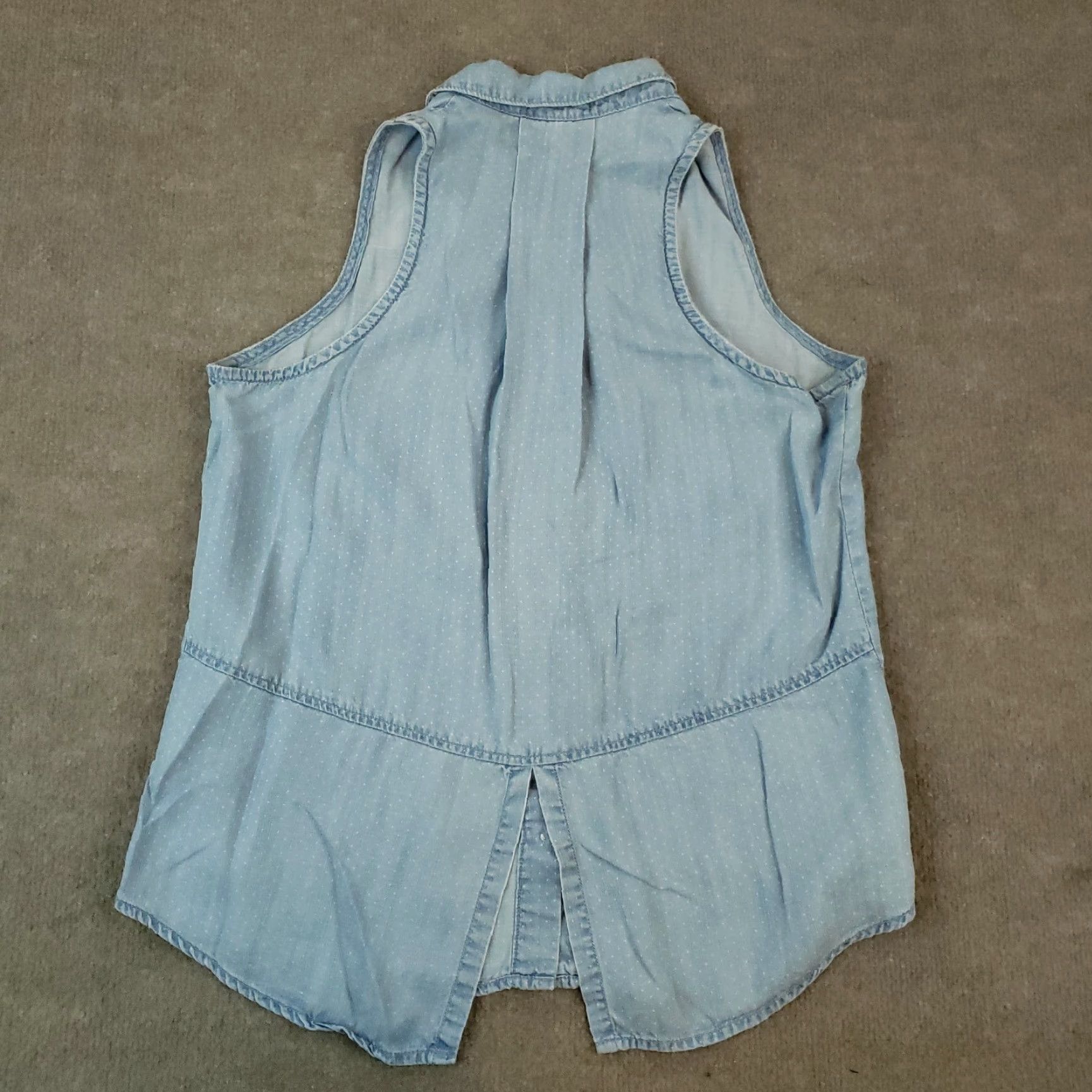 CLOT Cloth & Stone Top Womens S Blue Polka Dot Sleeveless Button-Up Casual Shirt Size S / US 4 / IT 40 - 8 Thumbnail
