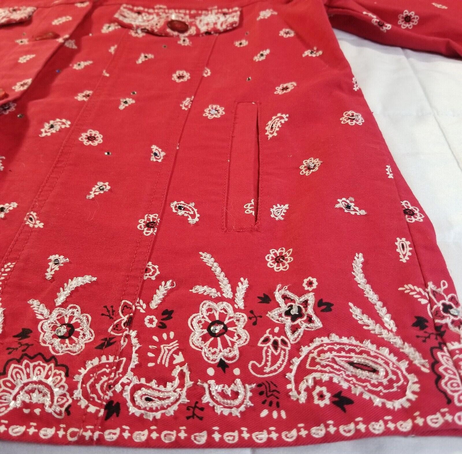 Other The Quacker Factory Red Shirt w/ Paisley/Rhinestones Size 8 Size M / US 6-8 / IT 42-44 - 9 Thumbnail
