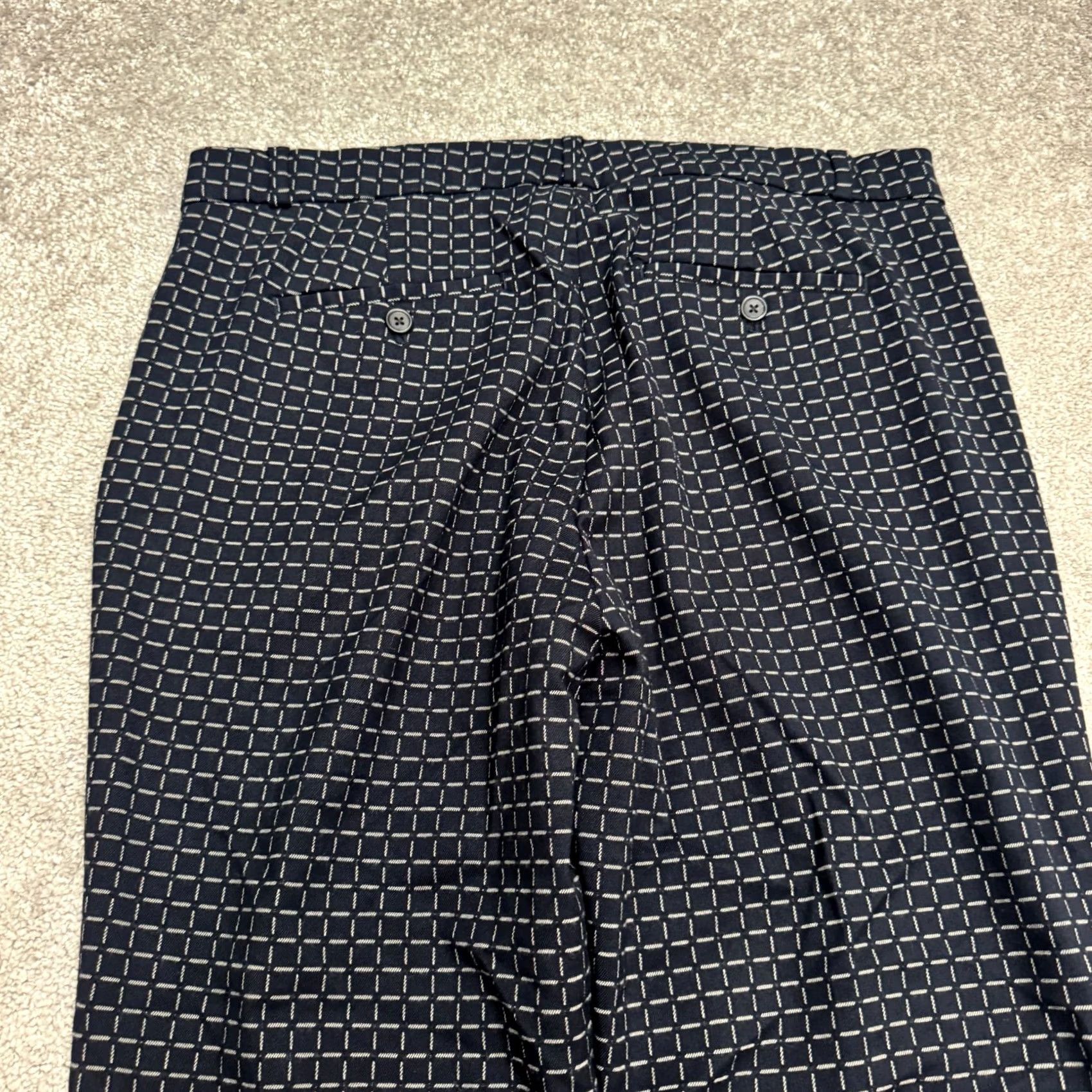 Banana Republic Banana Republic Avery Abstract Straight Leg Ankle Pant Womens 12 Navy Blue Size 34" / US 12 / IT 48 - 4 Thumbnail