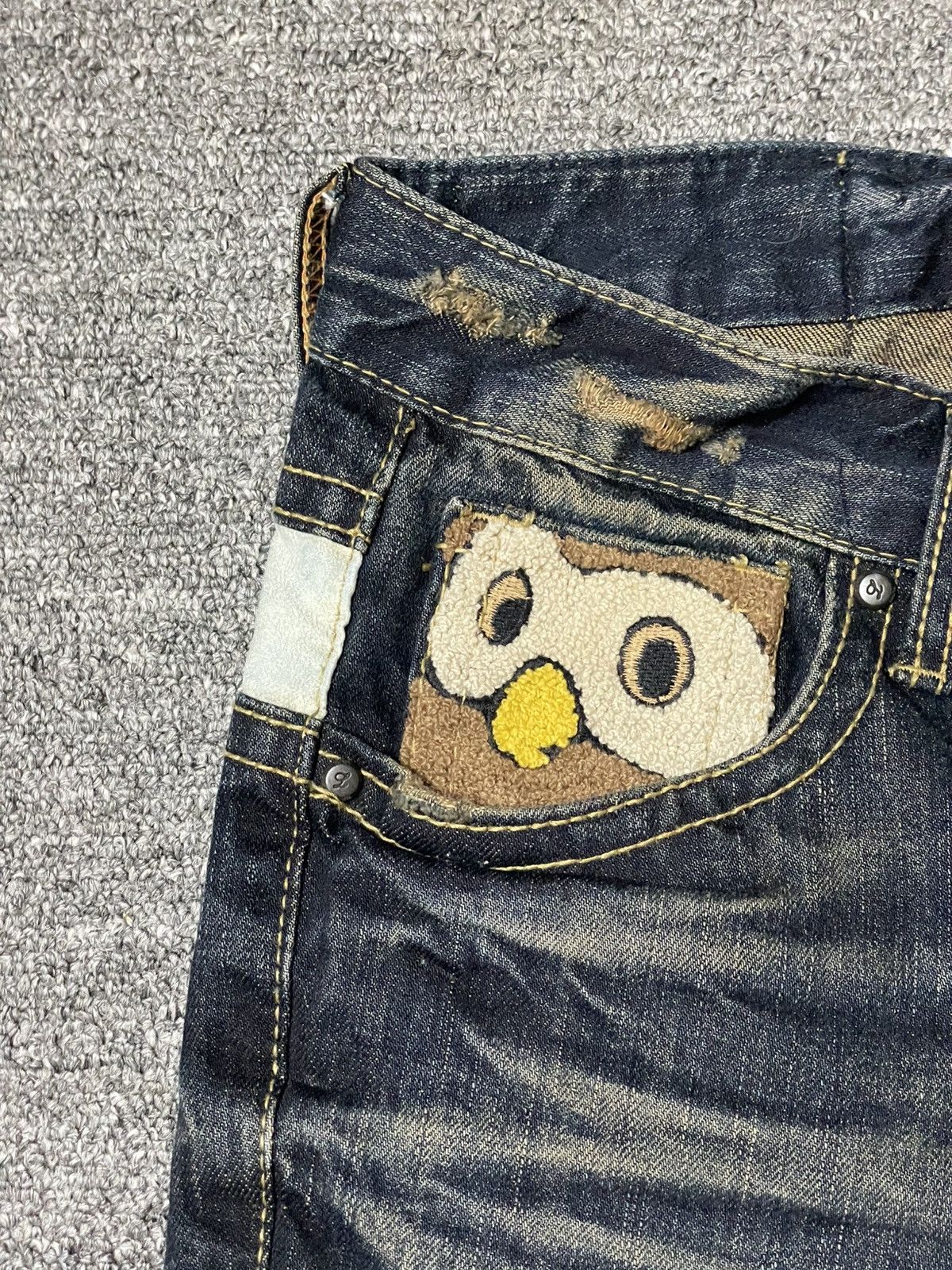 Japanese Brand × Vintage LOLITA JEANS Owl Rusty Blue Distressed Denim (92) Size US 32 / EU 48 - 14 Thumbnail