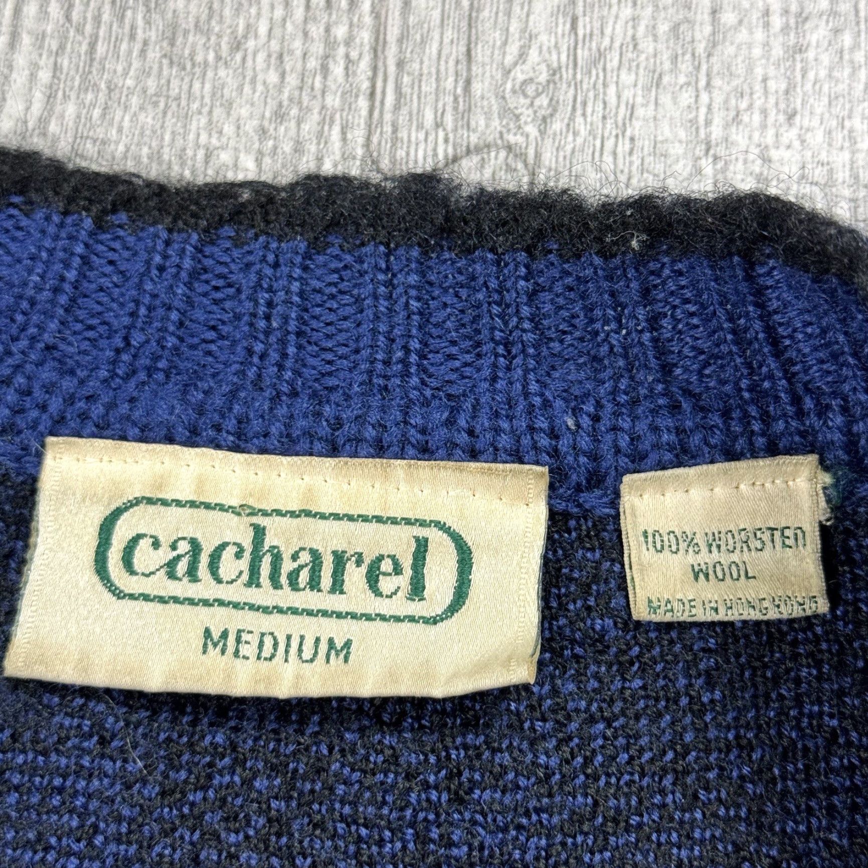 Cacharel VINTAGE CACHAREL MEN'S WORSTED WOOL CHECKERED V-NECK PULLOVER SWEATER GREEN M 90s CLASSIC Size US M / EU 48-50 / 2 - 4 Thumbnail