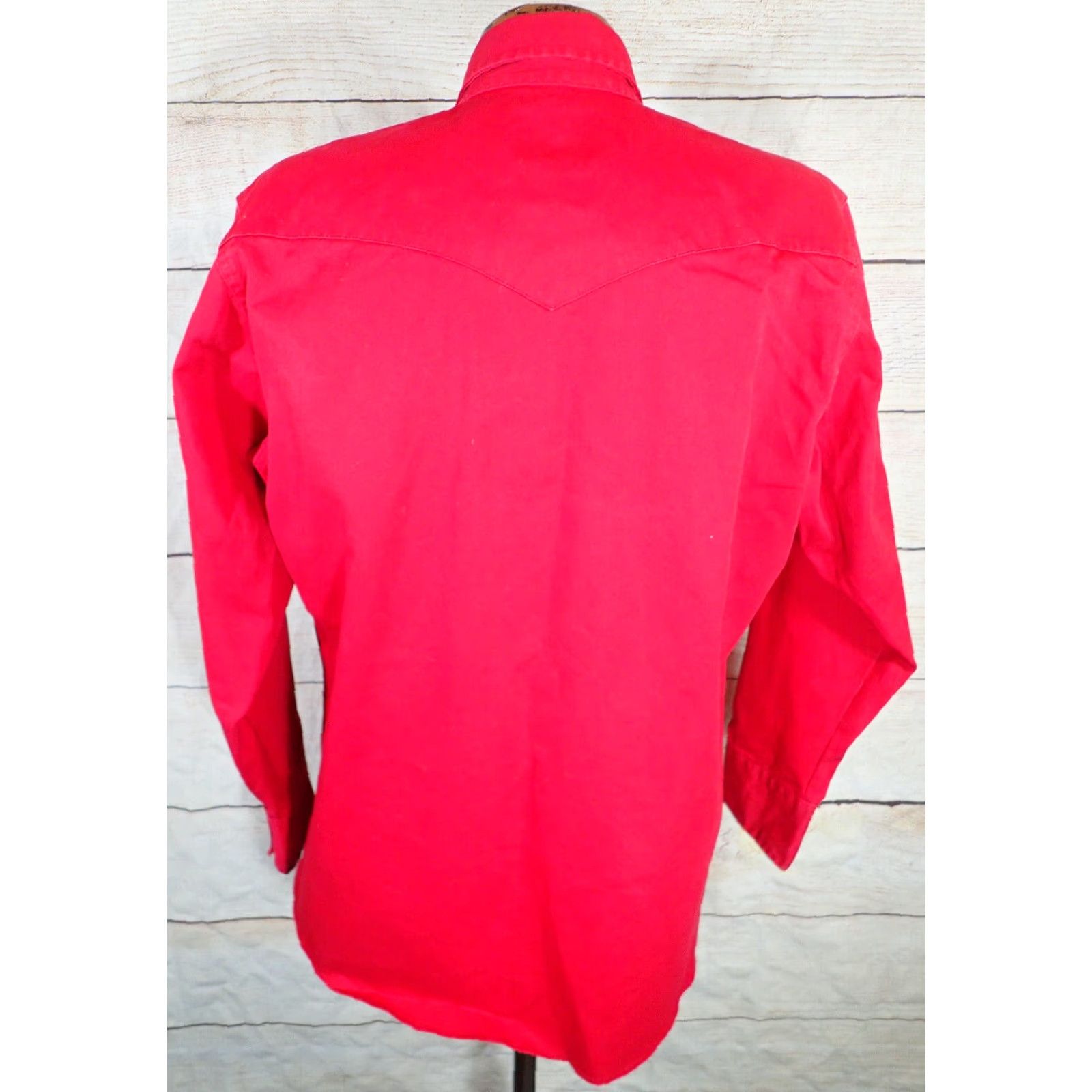 Wrangler Wrangler Mens Large Solid Red Western Pearl Snap Brushpopper Shirt Size US L / EU 52-54 / 3 - 4 Thumbnail