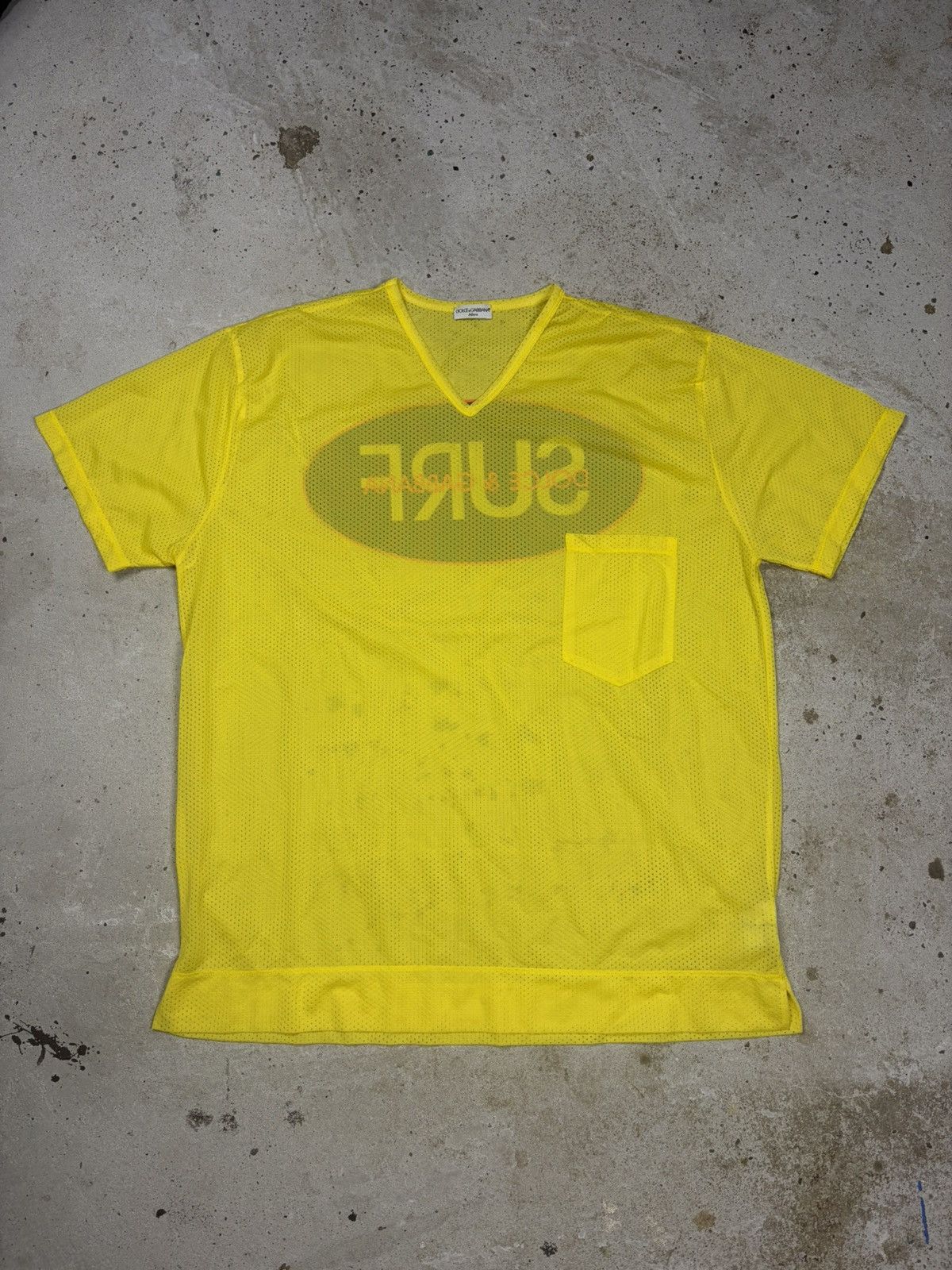 Dolce & Gabbana Vintage 90s Dolce & Gabbana Mare Yellow Surf Mesh T Shirt Size US XL / EU 56 / 4 - 3 Thumbnail