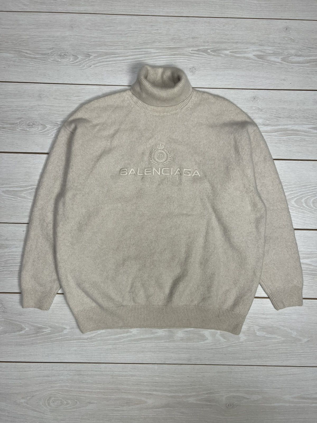 Balenciaga Balenciaga Big Logo Oversized Wool Cashmere Sweater Size US L / EU 52-54 / 3 - 1 Thumbnail