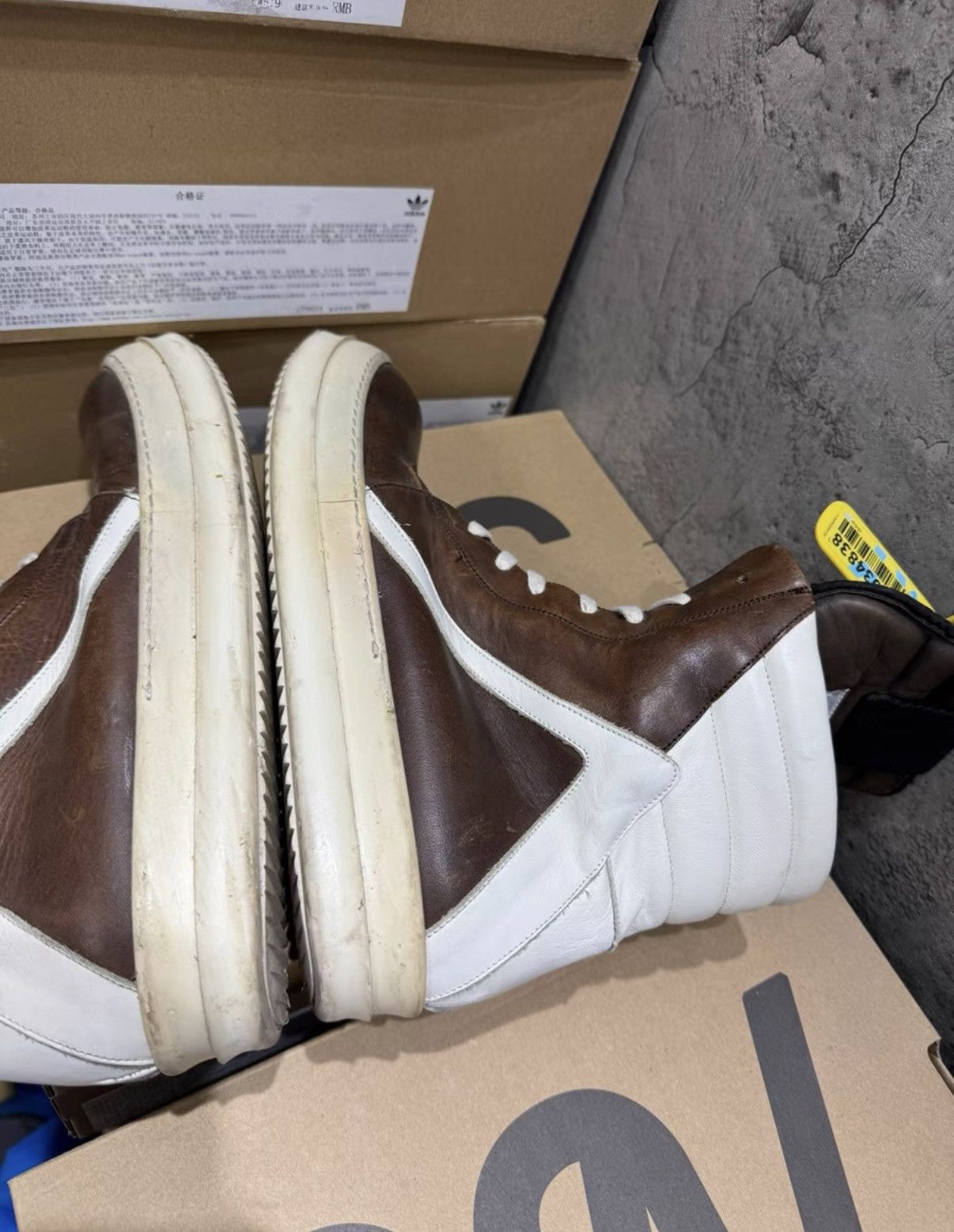 Rick Owens Rick Owens Geobasket, Mocha Brown & White K37 Size US 9.5 / EU 42-43 - 2 Thumbnail