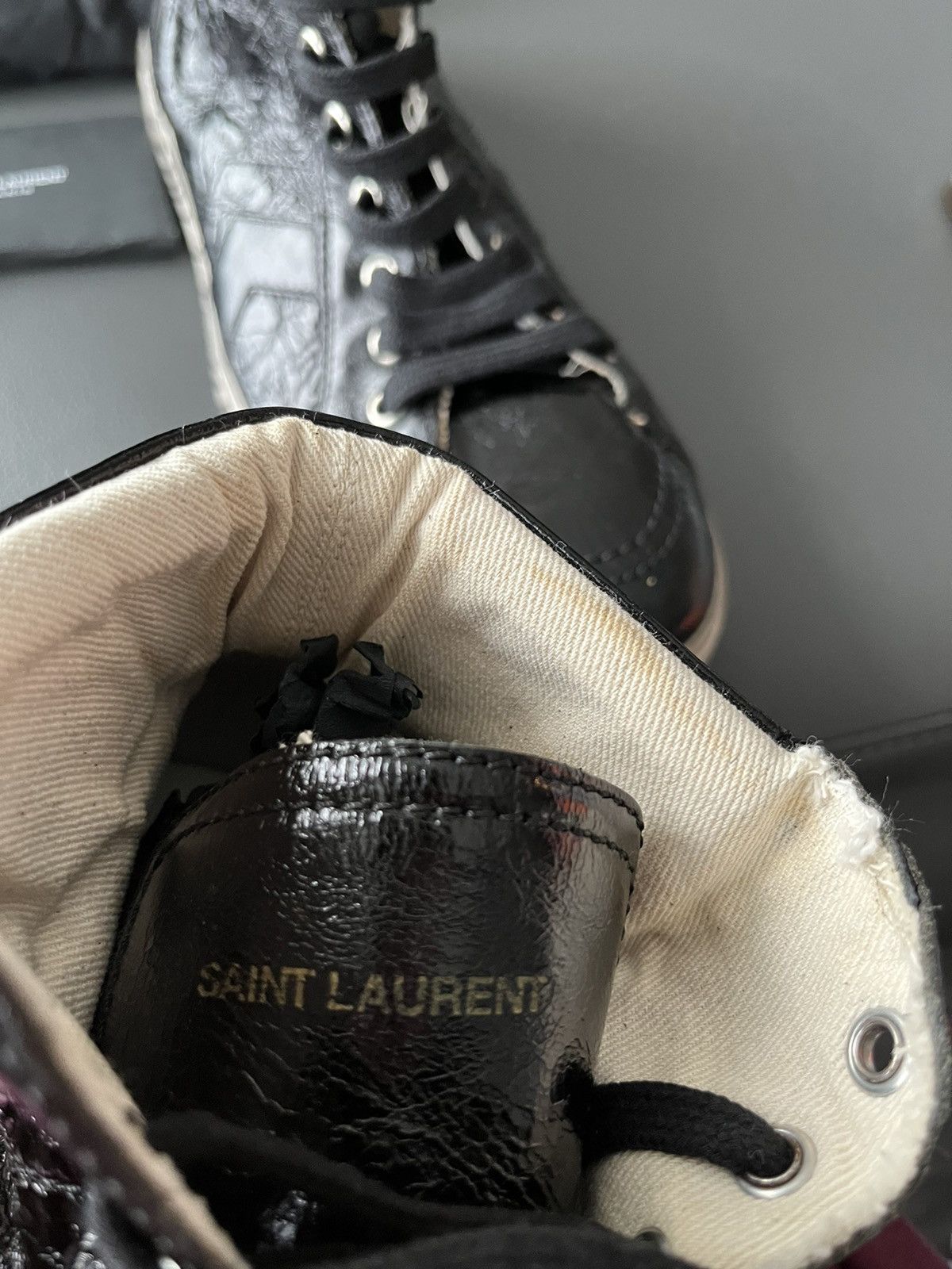 Saint Laurent Paris Super Rare Distressed Washed Saint Laurent Sneaker by Hedi Size US 9.5 / EU 42-43 - 11 Thumbnail