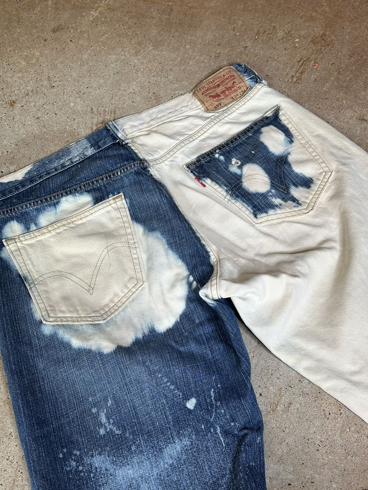Levi's Custom Bleach Split Dye Levi’s 559 Jeans Size US 34 / EU 50 - 3 Thumbnail