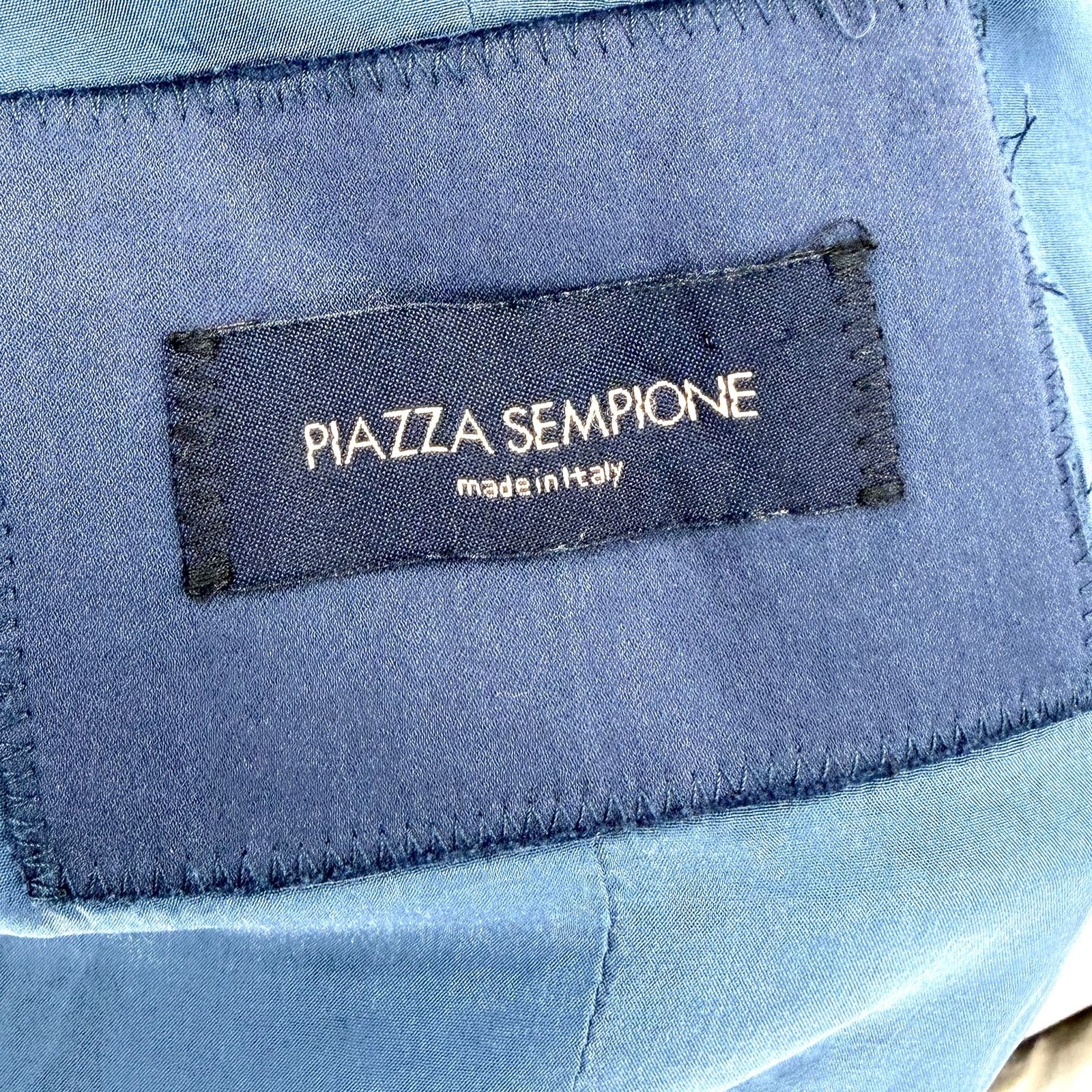 Piazza Sempione Navy Blue Cotton Blend Tailored Blazer Jacket Size L / US 10 / IT 46 - 6 Thumbnail
