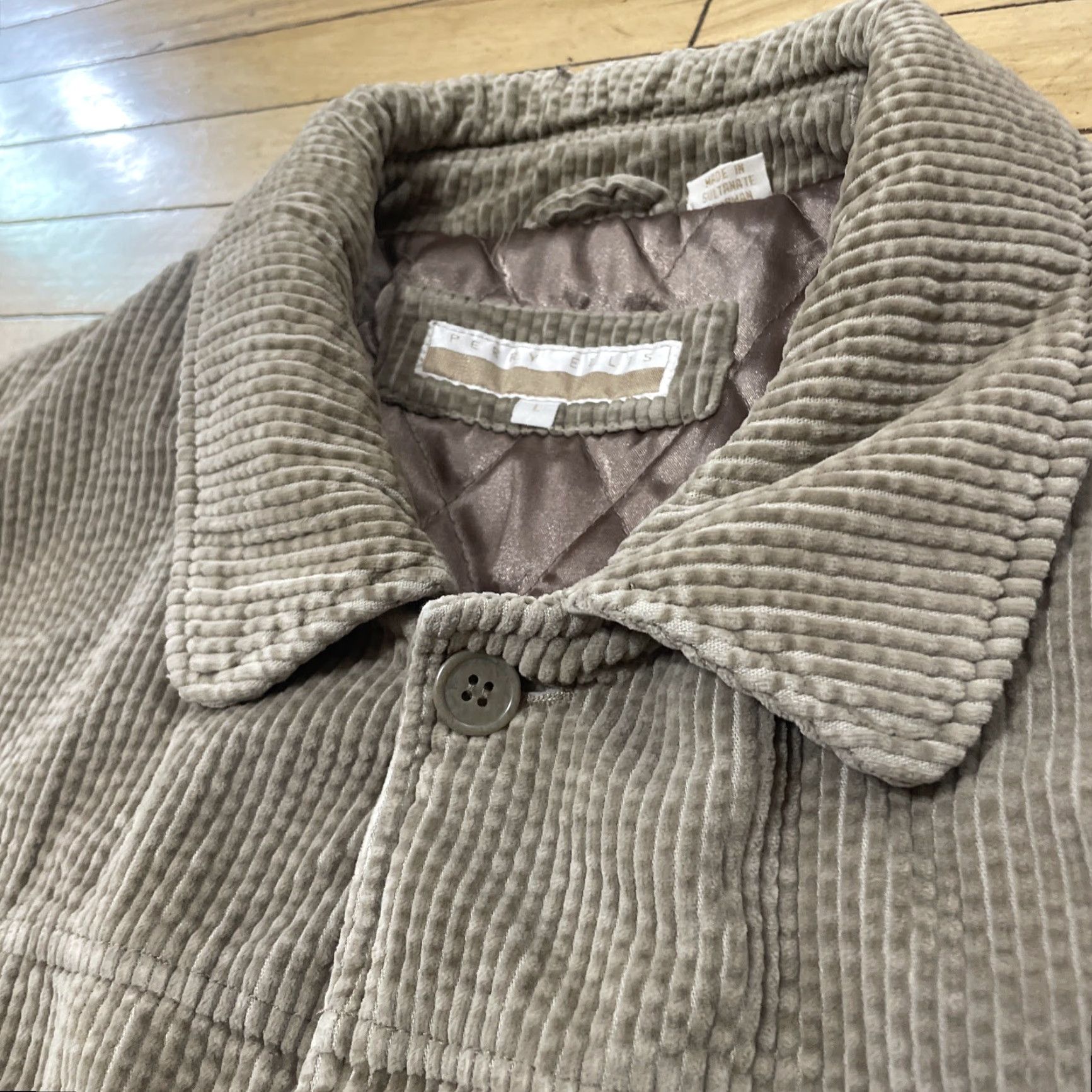 Perry Ellis VINTAGE Perry Ellis Corduroy Jacket Men L Khaki Brown Lined Western Bomber 90s Coat Size US L / EU 52-54 / 3 - 4 Thumbnail