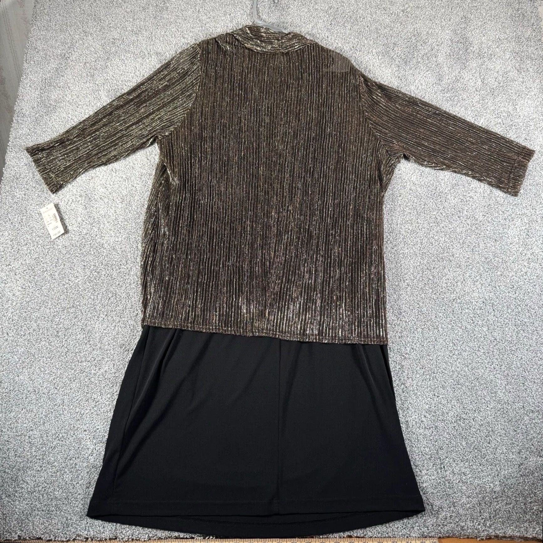 Vintage VINTAGE Dressbarn Dress Plus Size 16W Evening Wear Sparkly 90s Y2K Glam Party Black Sheath Long Sleeve Cowl Neck Pullover Formal Size XXL / US 16-18 / IT 52-54 - 2 Thumbnail