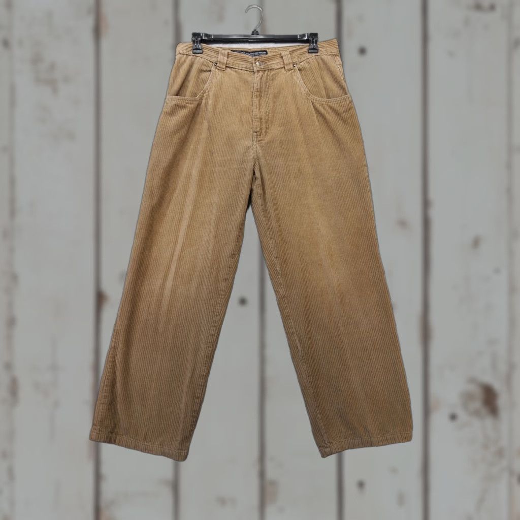 Vintage VTG On The Brink Corduroy Pants 36x32 Tan Flat Front Baggy Fit 90s Y2K Wide Leg Mens Regular Straight Size US 36 / EU 52 - 1 Thumbnail