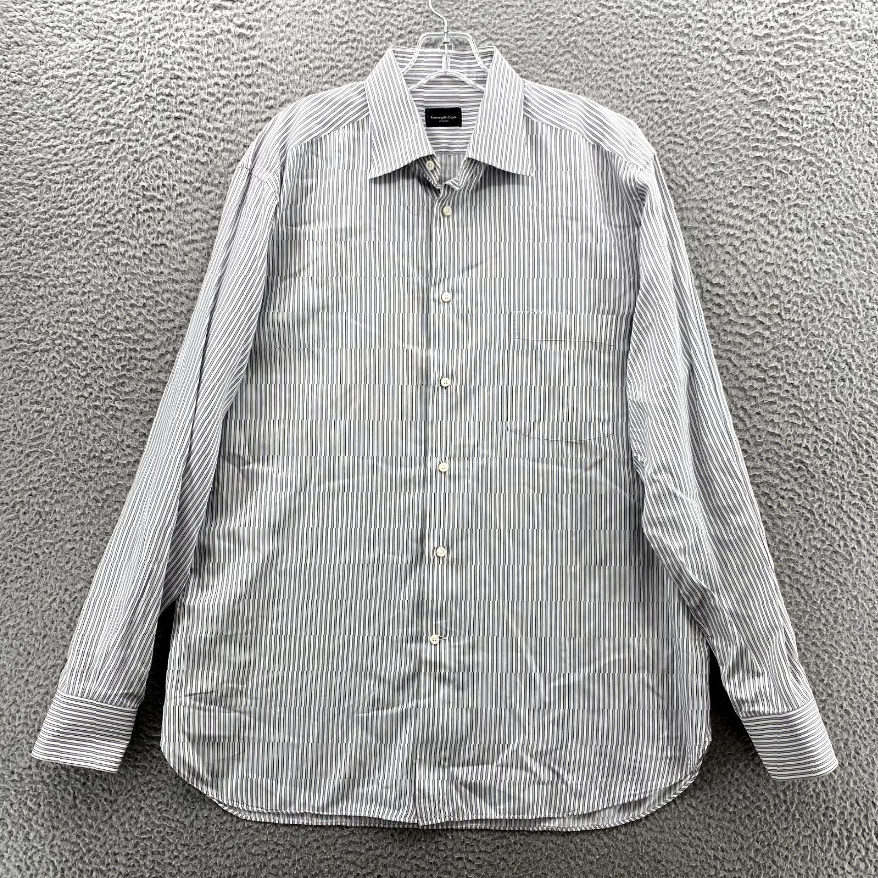 Ermenegildo Zegna Ermenegildo Zegna Dress Shirt Men's XL Gray White Striped Office 90s Corpcore Mens Shirt Size 46R - 2 Thumbnail