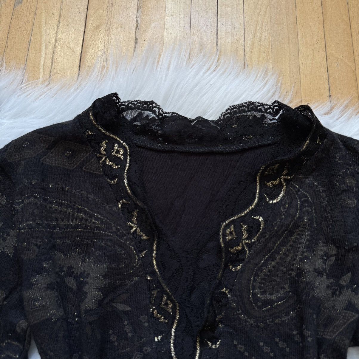Hysteric Glamour 📌 Vintage Knitted Rhinestones JPG Y2K Style Long Sleeve Size S / US 4 / IT 40 - 3 Thumbnail
