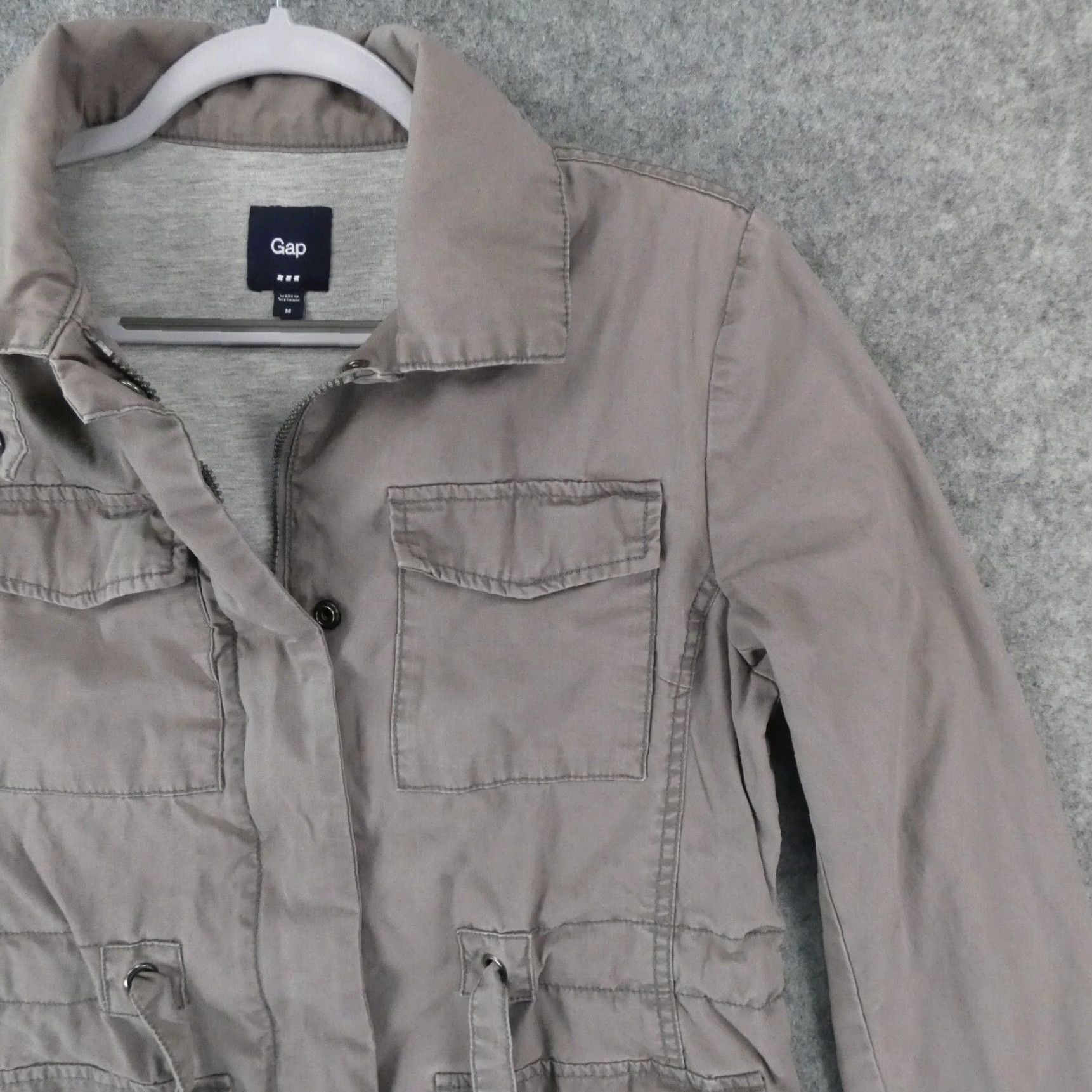 Gap Gap Jacket Womens Medium Gray Jersey Lined Barn Coat Full Zip Drawstring Size M / US 6-8 / IT 42-44 - 6 Thumbnail