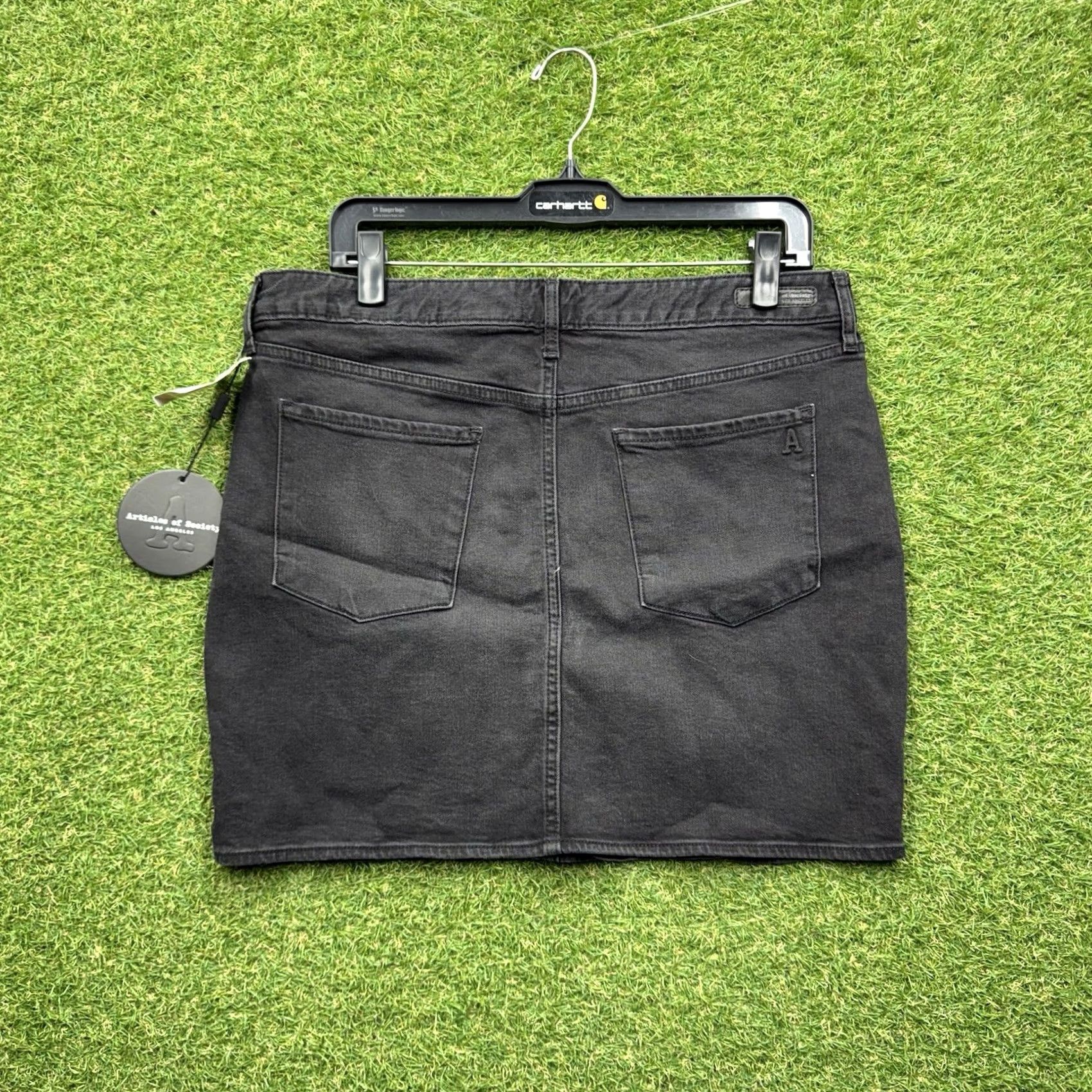 Vintage Articles of Society Skirt Womens 31 Black Denim Mini NWT Short Casual Cotton Blend Button Pockets 90s Bohemian Womens Size 24" / US 00 / IT 34 - 2 Thumbnail