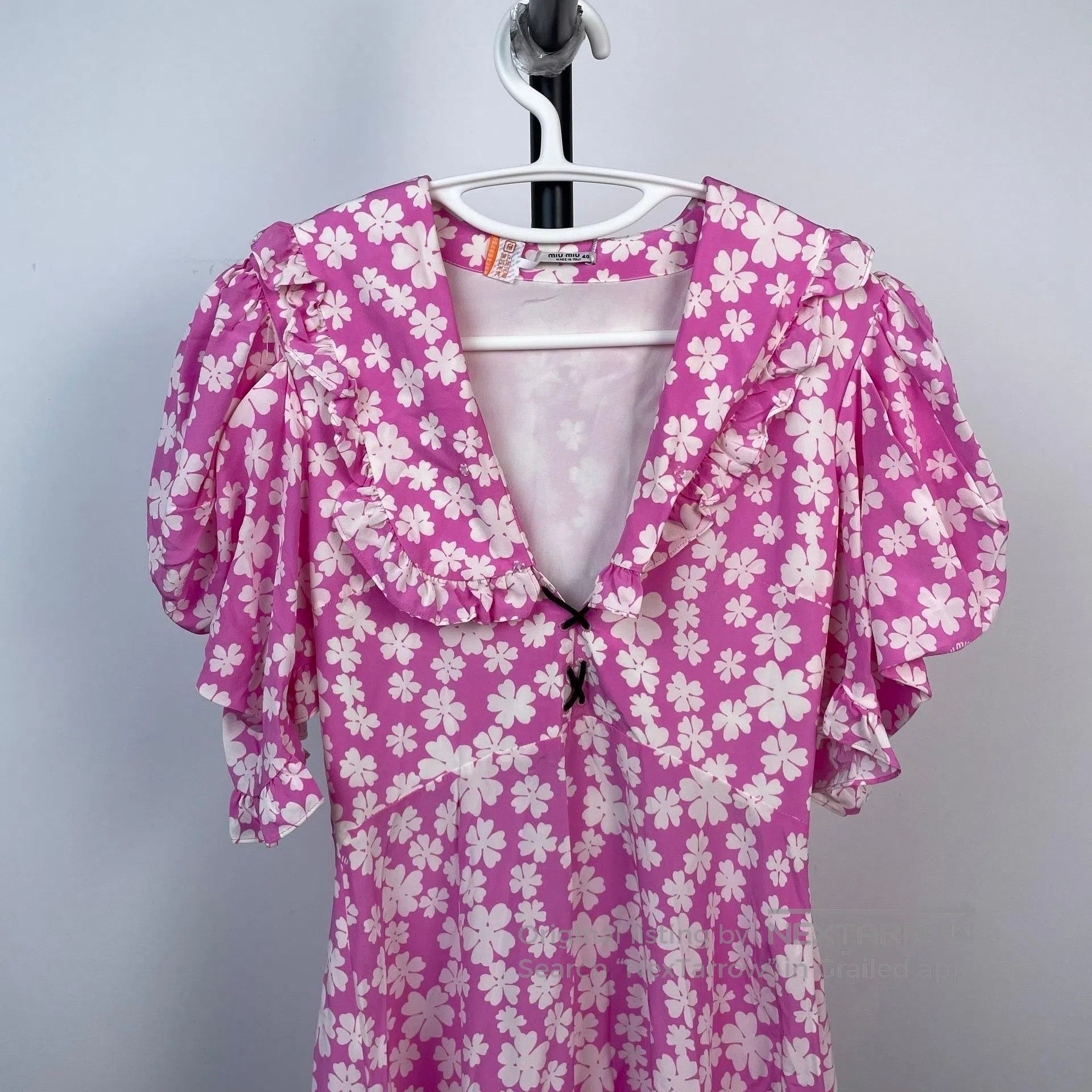 Miu Miu Miu Miu Pink mulberry silk floral print dress Miu Miu styl Size S / US 4 / IT 40 - 3 Thumbnail