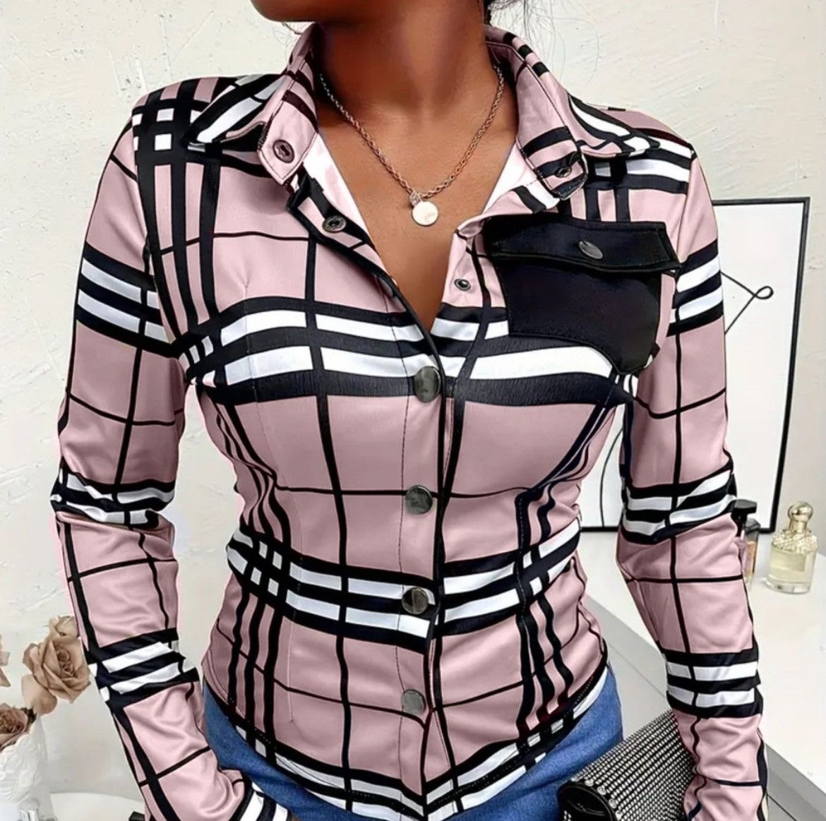 Designer × Other NWT, Lavishly Paris Designer Button Up Blouse. Size M / US 6-8 / IT 42-44 - 3 Thumbnail