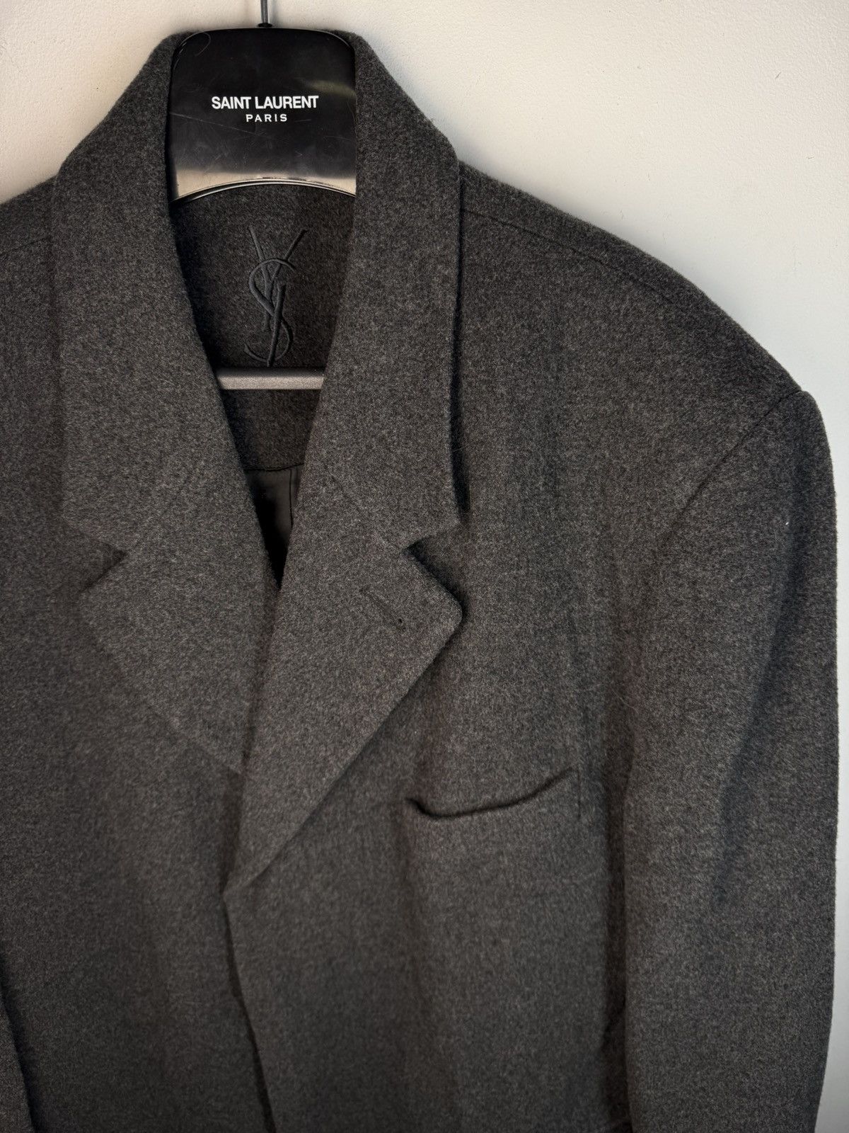 Yves Saint Laurent Grey Wool YSL Coat Heavy Soft Long Size US L / EU 52-54 / 3 - 2 Thumbnail