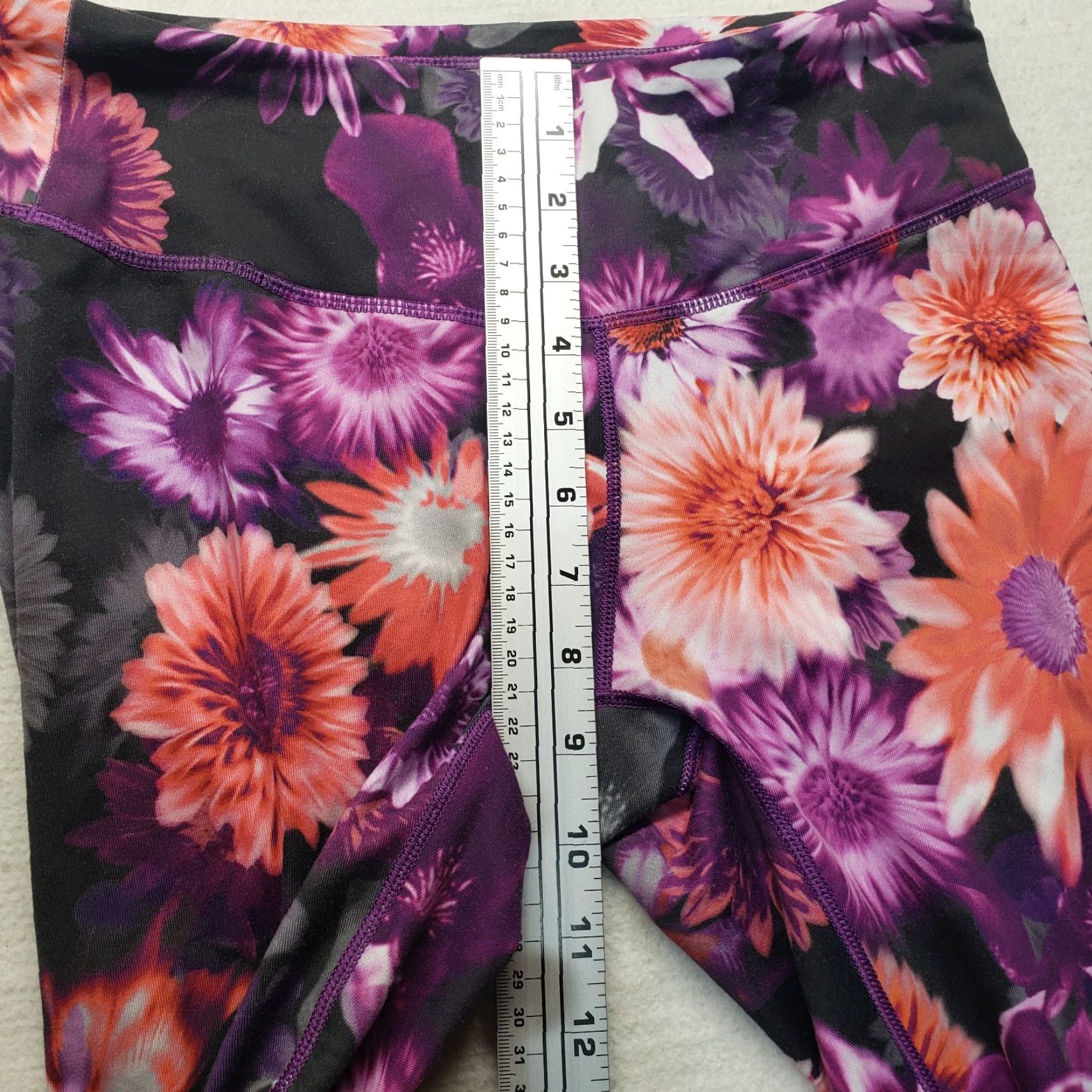 Reebok Reebok Leggings Women's L Purple Floral Athletic Pull On Elastic Waist Size L Activewear Size 36" / US 14 / IT 50 - 4 Thumbnail