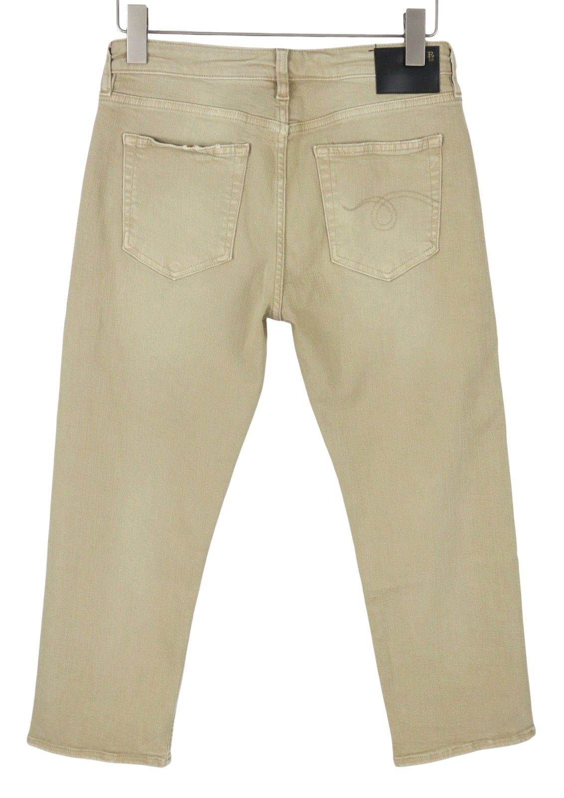 R13 BOY STRAIGHT 29 Khaki Stretch Cropped Ankle Zip 87790 Size 29" - 4 Thumbnail