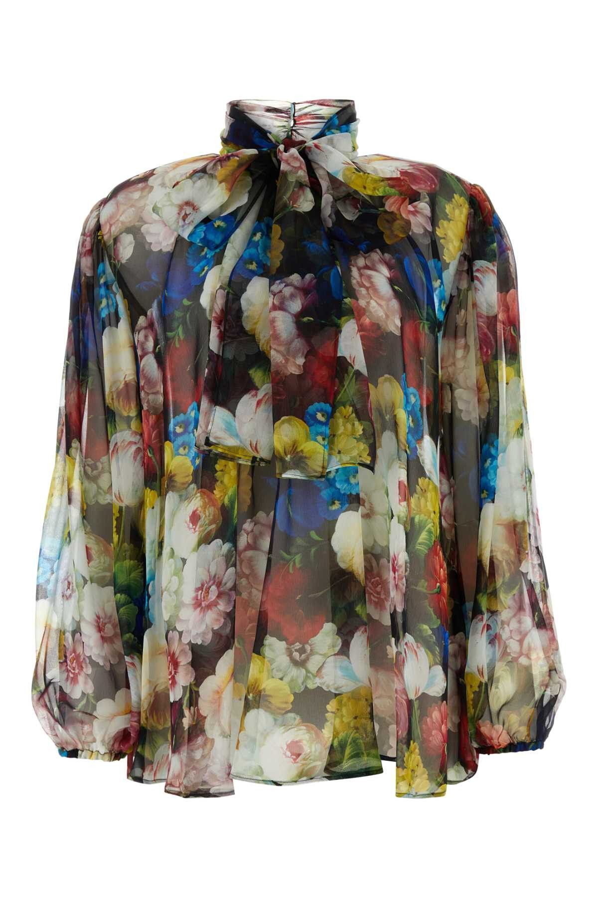 image of Dolce Gabbana Printed Silk Blouse in Floral, Women's (Size Small)