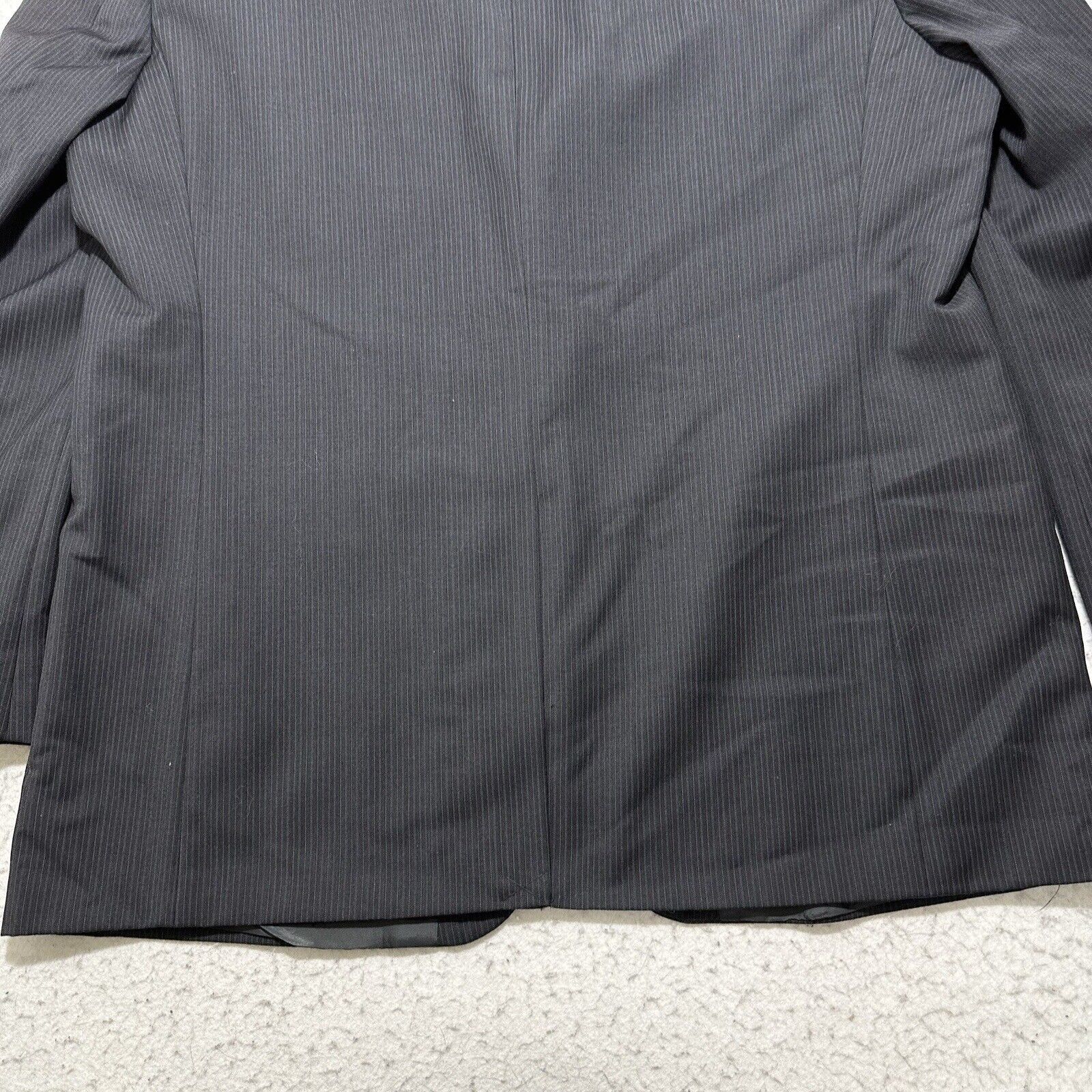 Chaps Chaps Wool Blend Suit Jacket Dark Gray Striped Coat 48L Size 48L - 16 Thumbnail