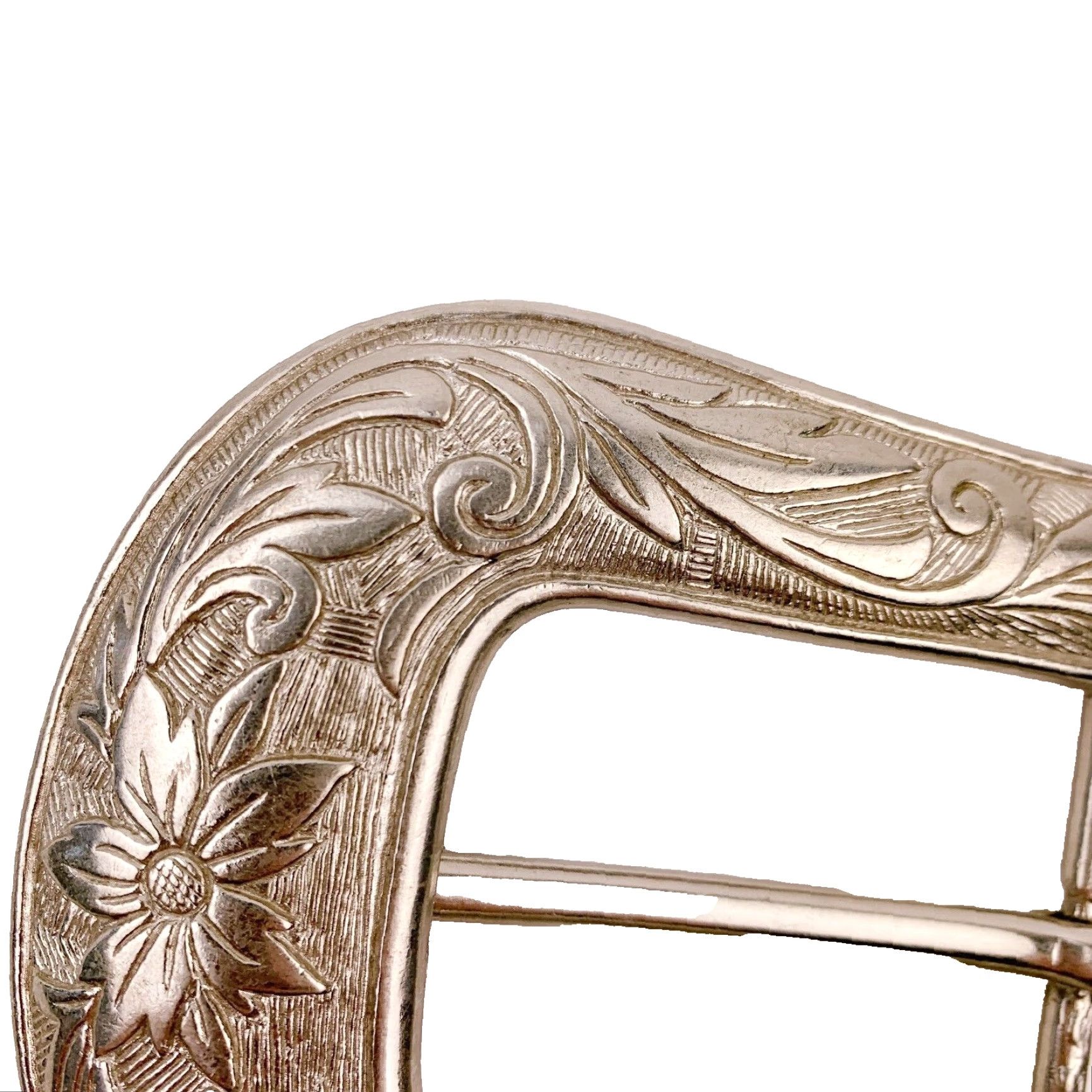 Vintage VINTAGE Kippys Floral Ornate Silver Tone Metal Wide Belt Buckle 3.25" x 3.5" Women Belt Buckle Silver Floral 1980s Women Size ONE SIZE - 3 Thumbnail